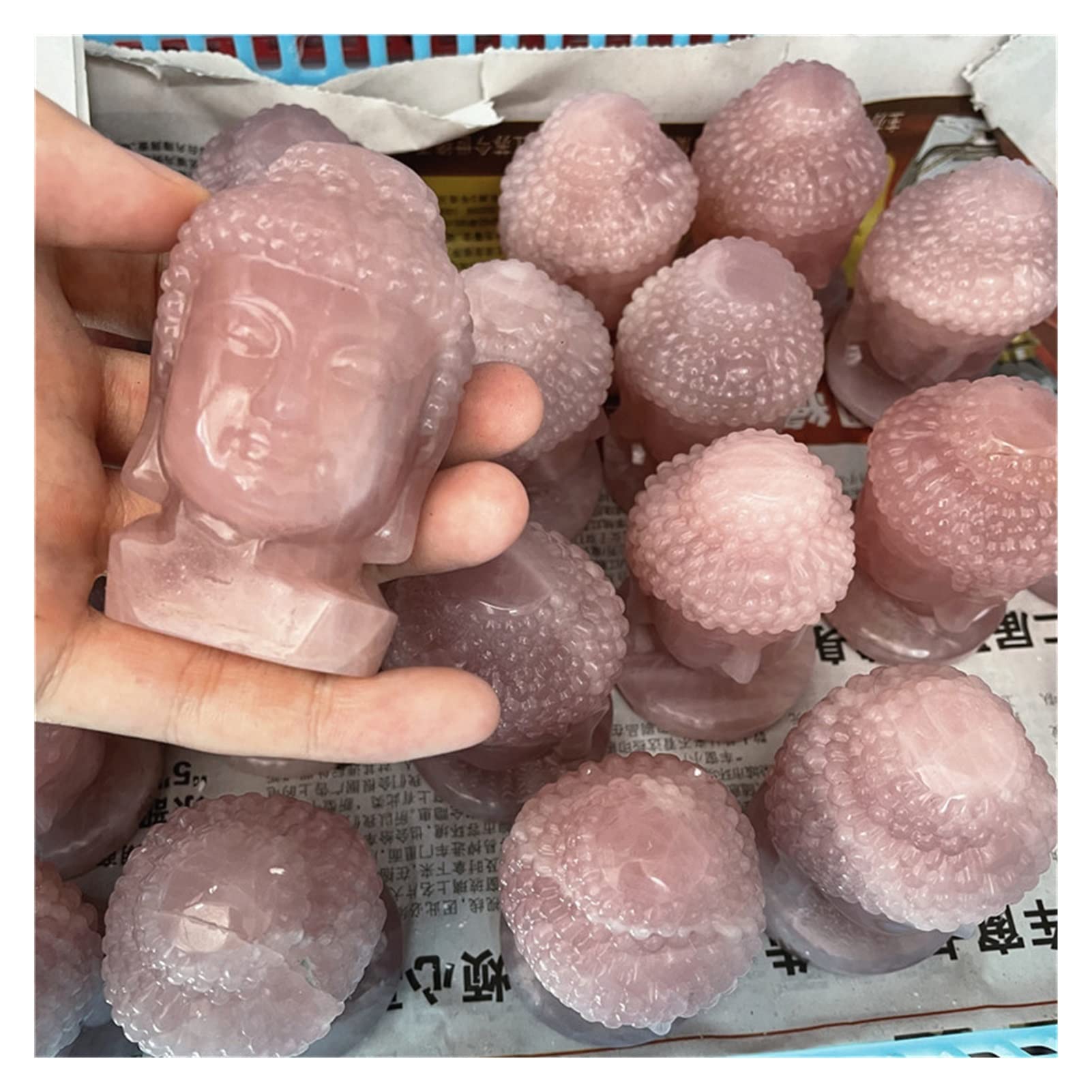 Amazon.co.jp: ナチュラルローズクォーツミネラル彫刻仏ヘッド