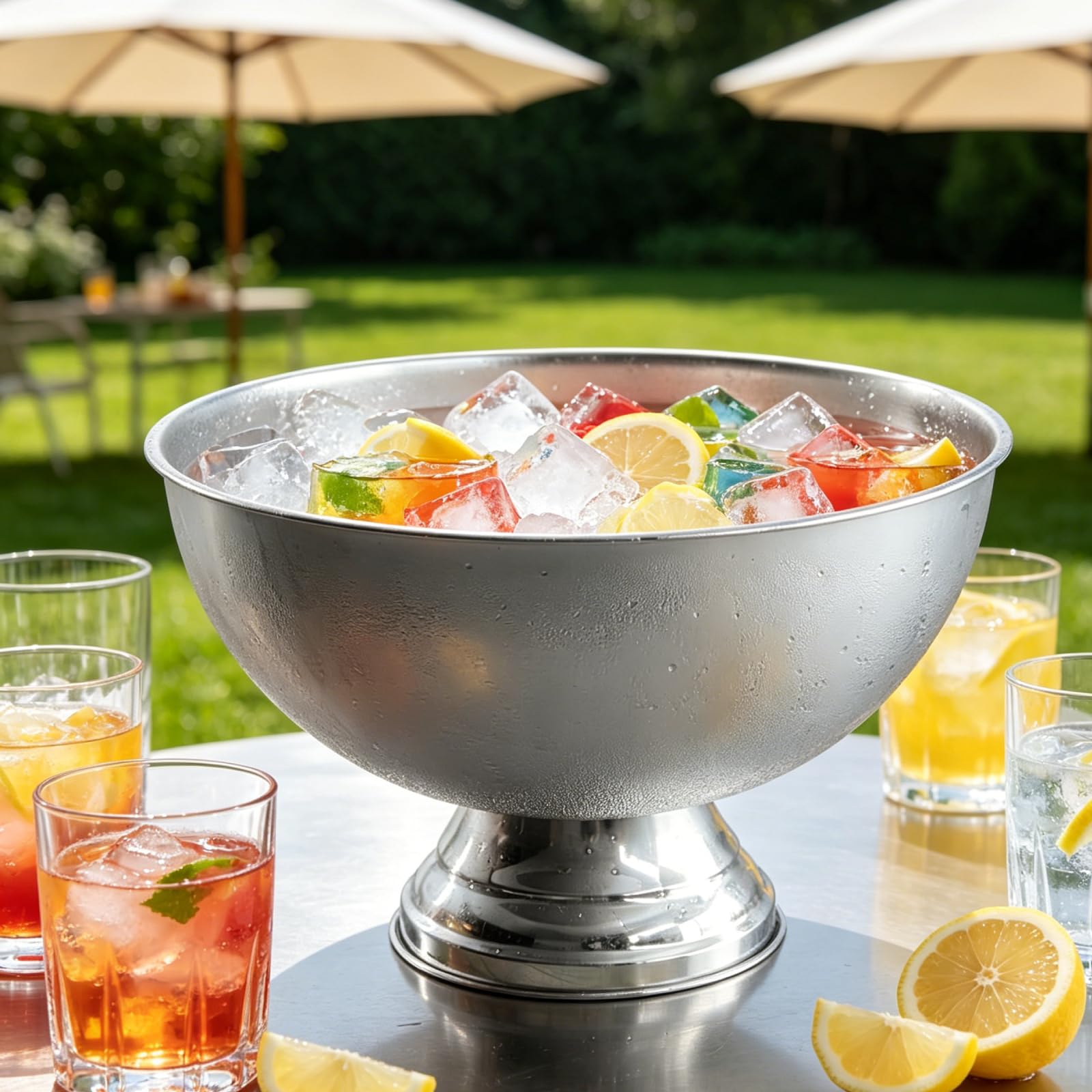 Secchiello Ghiaccio in Acciaio Inox, Secchiello per Bottiglie di Champagne, Manici Comodi Secchiello con Manico per Ristorante, Porta Ghiaccio per Cocktail, Vino, Birra e Bevande Analcoliche, Argento