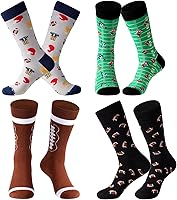 Vicenpal 4 Pairs Novelty Football Soccer Socks - Fun Crew Socks for Men Women Teens, Christmas Sports Gift Pack (4 Styles)