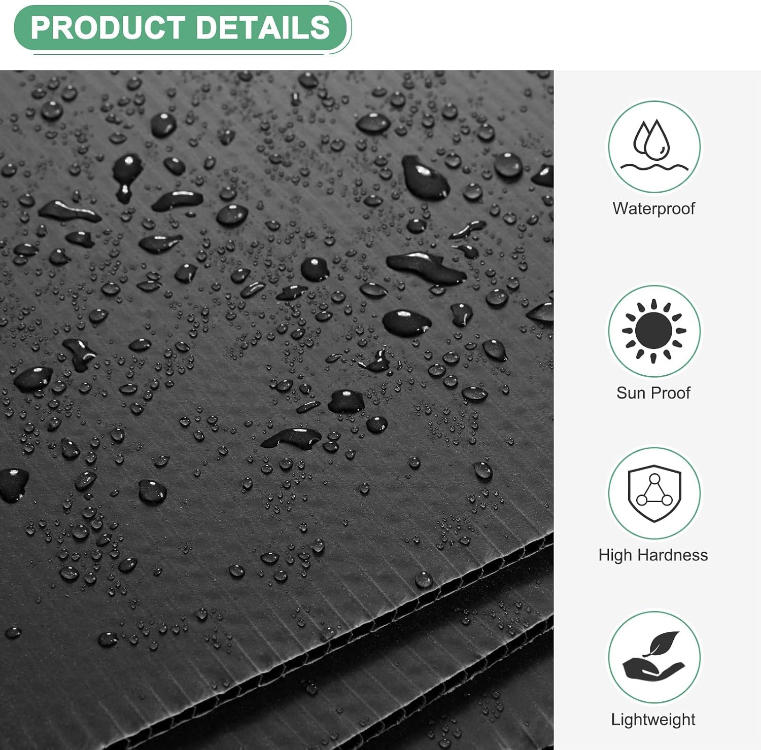 M METERXITY 10-Pack Corrugated Plastic Sheets, 18 Inch x 24 Inch Waterproof Blank Corrugated Poster Board Yard Signs for Garage Sale/Office/Classroom/Party/Lawn Sign Road [3mm Thick, Black]