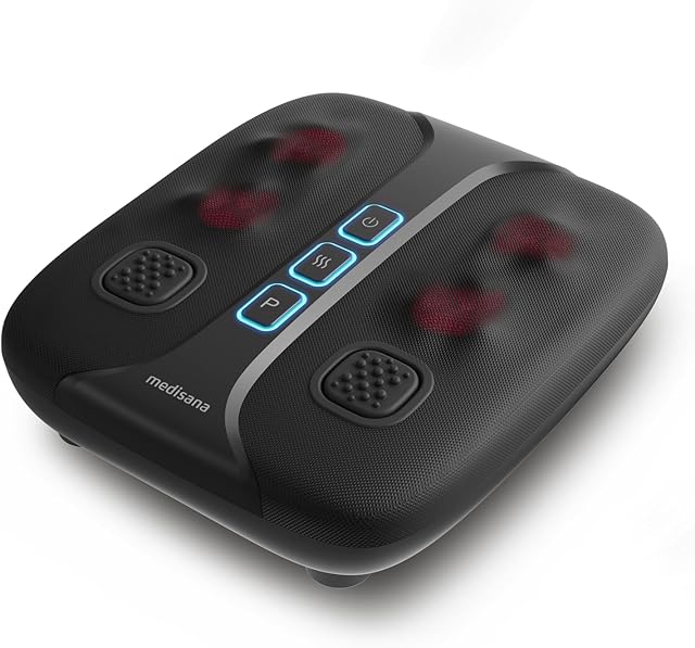 medisana LM 100 Premium masażer do nóg i stóp z funkcją wstrząsania, masażer shiatsu do podeszwy stopy z funkcją ogrzewania, z 2 płytkami wibracyjnymi wspomagającymi przepływ limfy i krążenie