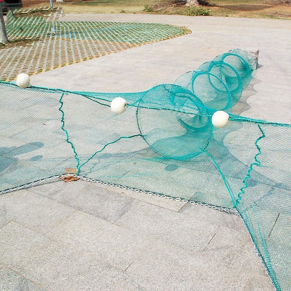 Lawaia Trampa para cangrejos Trampa para Peces Red de Pesca Trampa Plegable para cangrejos/Trampa portátil para Red fundida doblada con Flotador y Cadena para camarones, Langostas, cangrejos