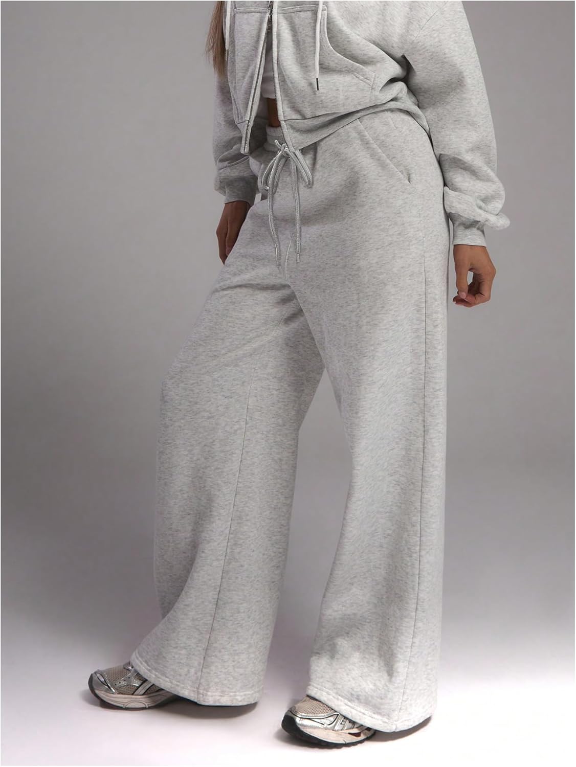 Women's Grey Wide Leg Sweatpants Joggers Casual Baggy Pants Fall Pants XXS-XXXXL - Image 4