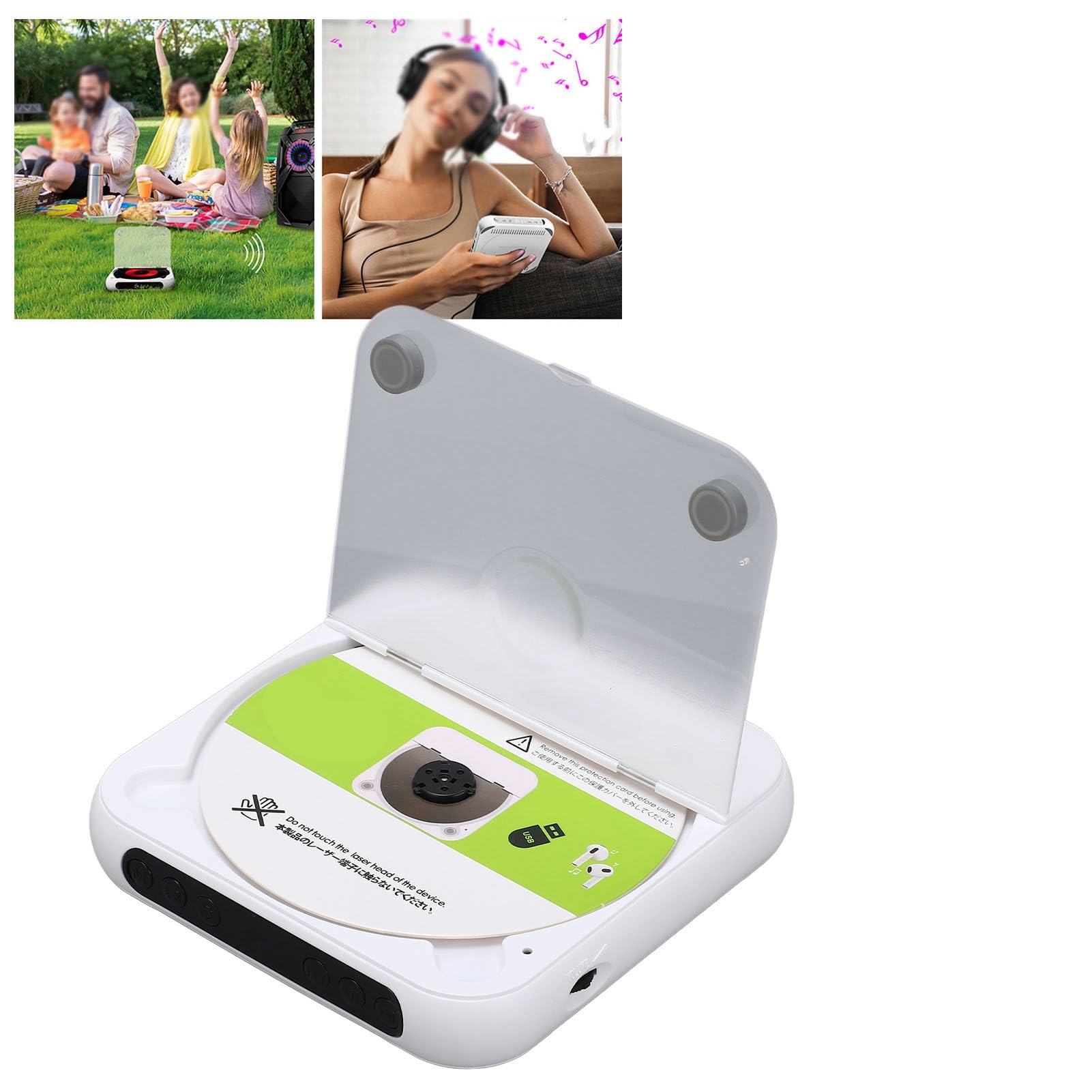 Cuifati Lettore CD Portatile con Bluetooth 5.3, Lettore CD Ricaricabile da Tavolo per Viaggi in Ufficio, Batteria da 2000 MAh, Schermo LED, Supporta Musicale USB AUX con Auricolare
