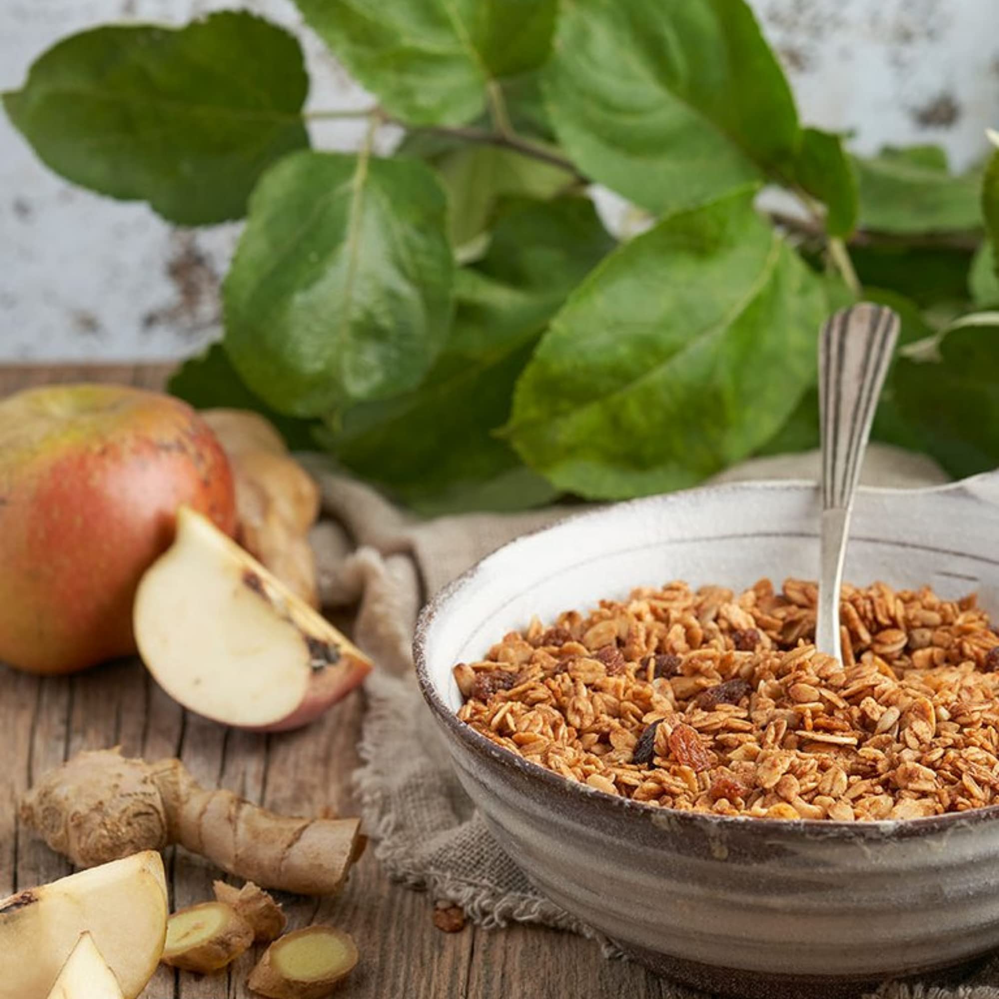 La Newyorkina Granola BIO Manzana Loves Jengibre 275g Con Chips Crujientes de Manzana y Aceite de Oliva Virgen Extra