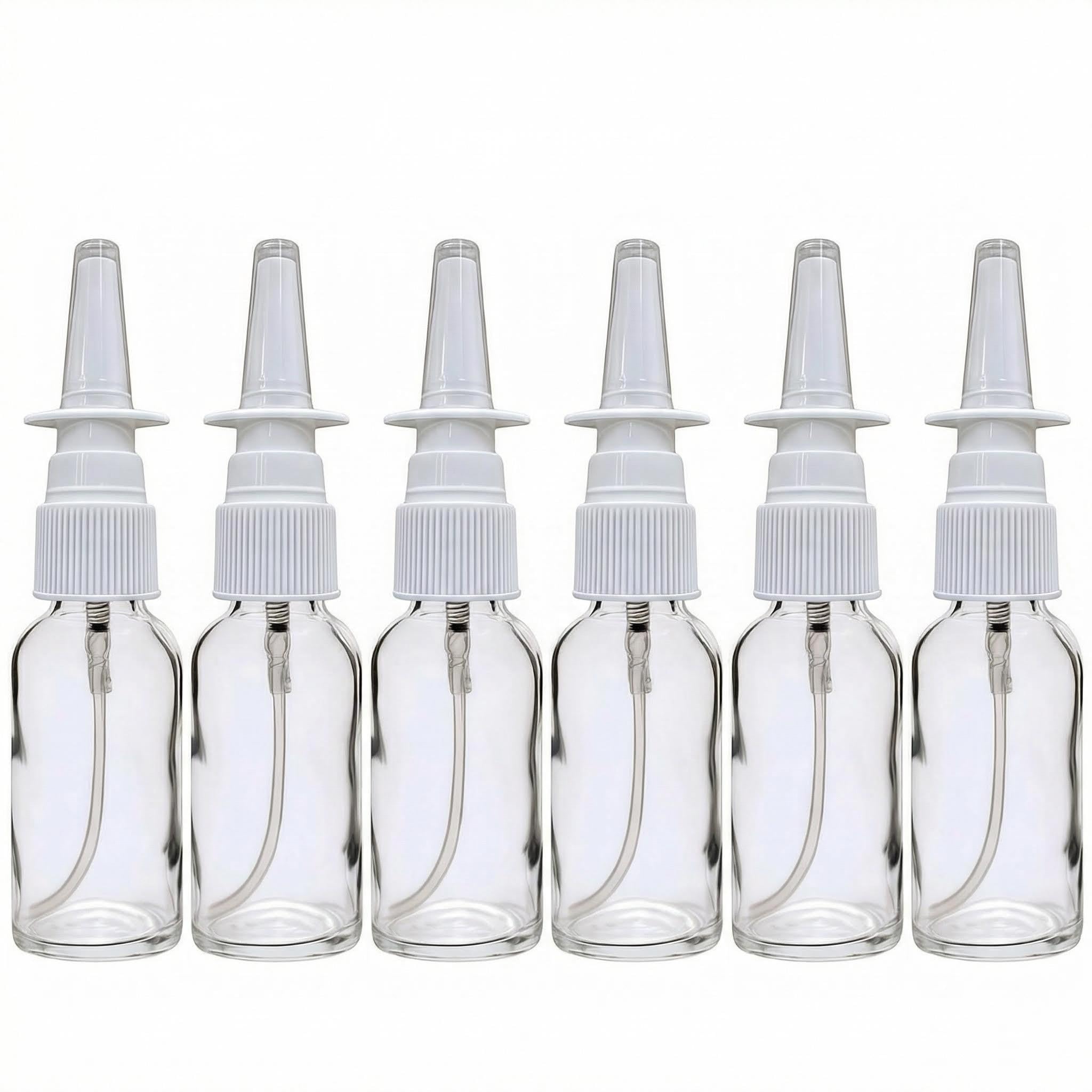 6PCS 10ml/0.34oz Empty Glass Refillable Nasal Spray Bottles Fine Mist Sprayers Atomizers Makeup Water Travel Containers Jars For Perfumes Essential Oils Medical Saline Water Applications (Clear)