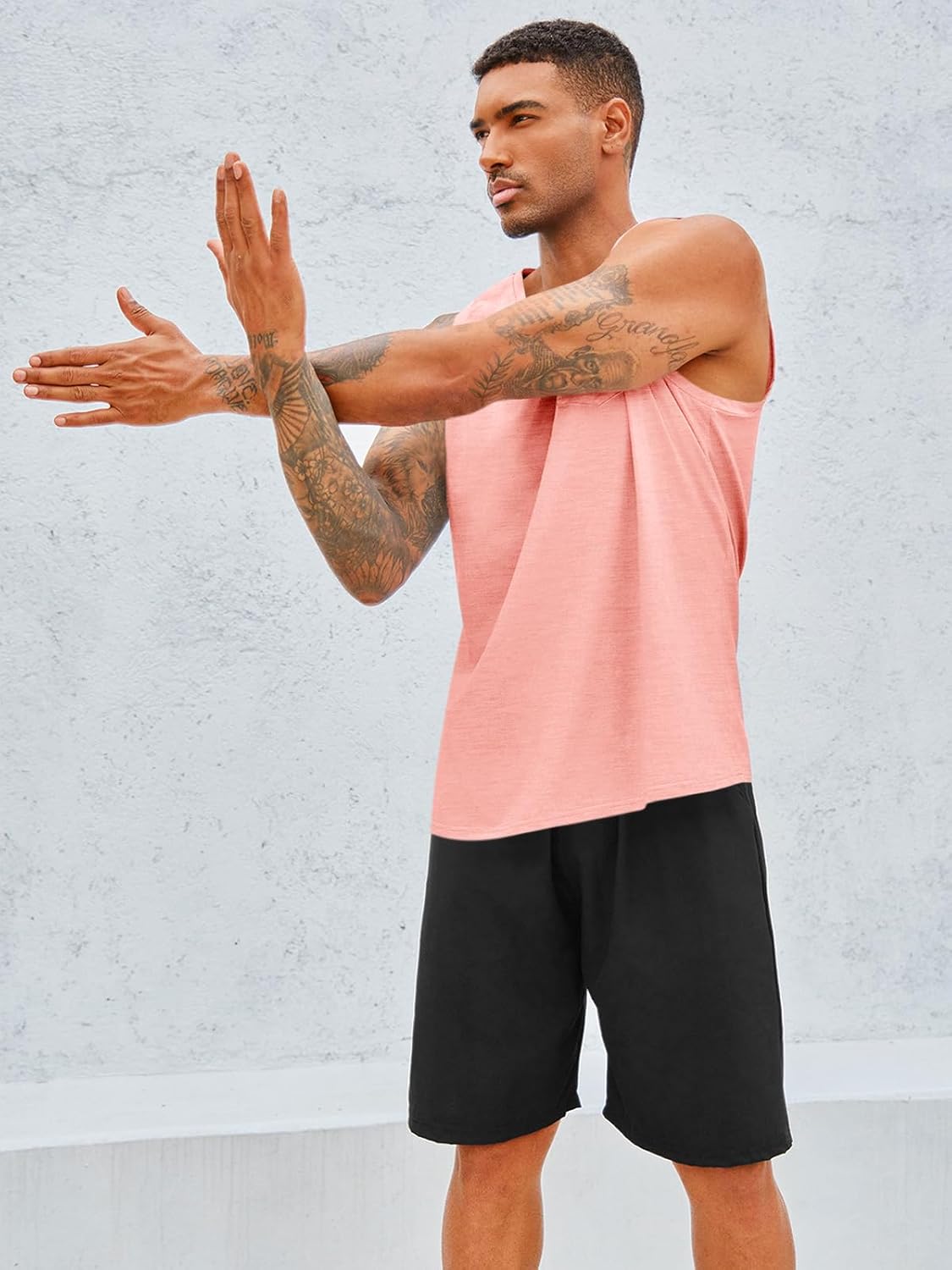 Runcati Men's Sleeveless Tank Tops Crewneck Workout Gym Cotton Muscle Pocket T Shirt - Image 3