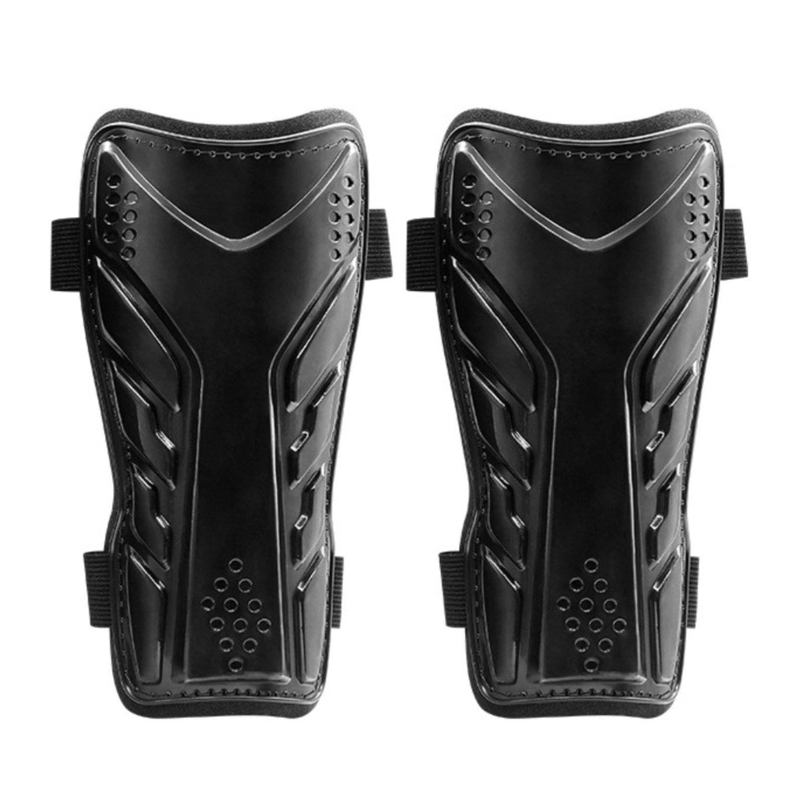 2 Pieces Double Strap Leg Protectors Anti-Collision Soccer Leg Guards with Straps Hook and Loop Closure EVA Shin Guards for Matches, Training Black Children-image-28