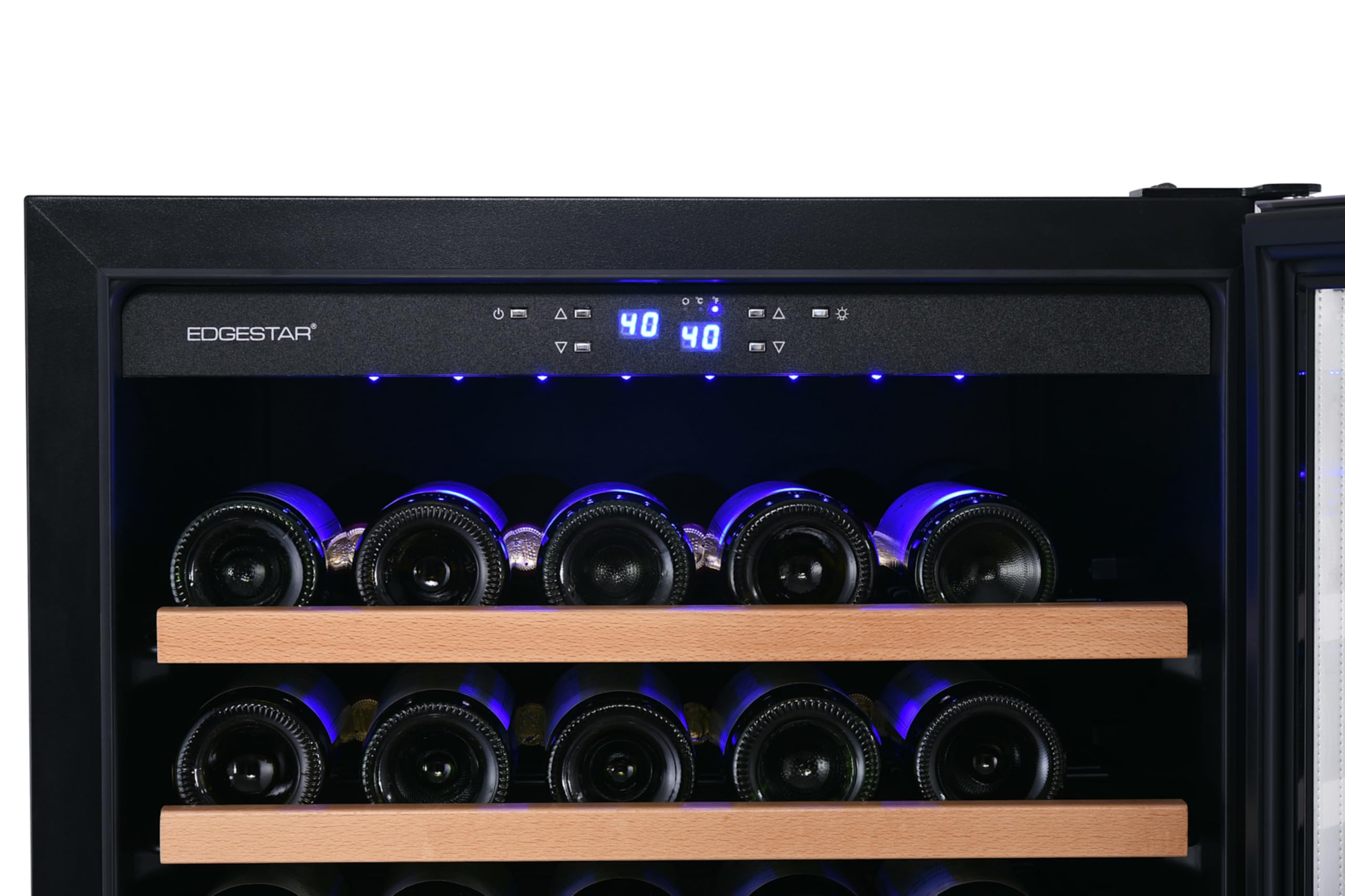 EdgeStar CWR1553DD 142 Bottle 24" Built-In or Free Standing Dual Zone Double Door Wine Cooler with LED lighting and Door Lock - Stainless Steel