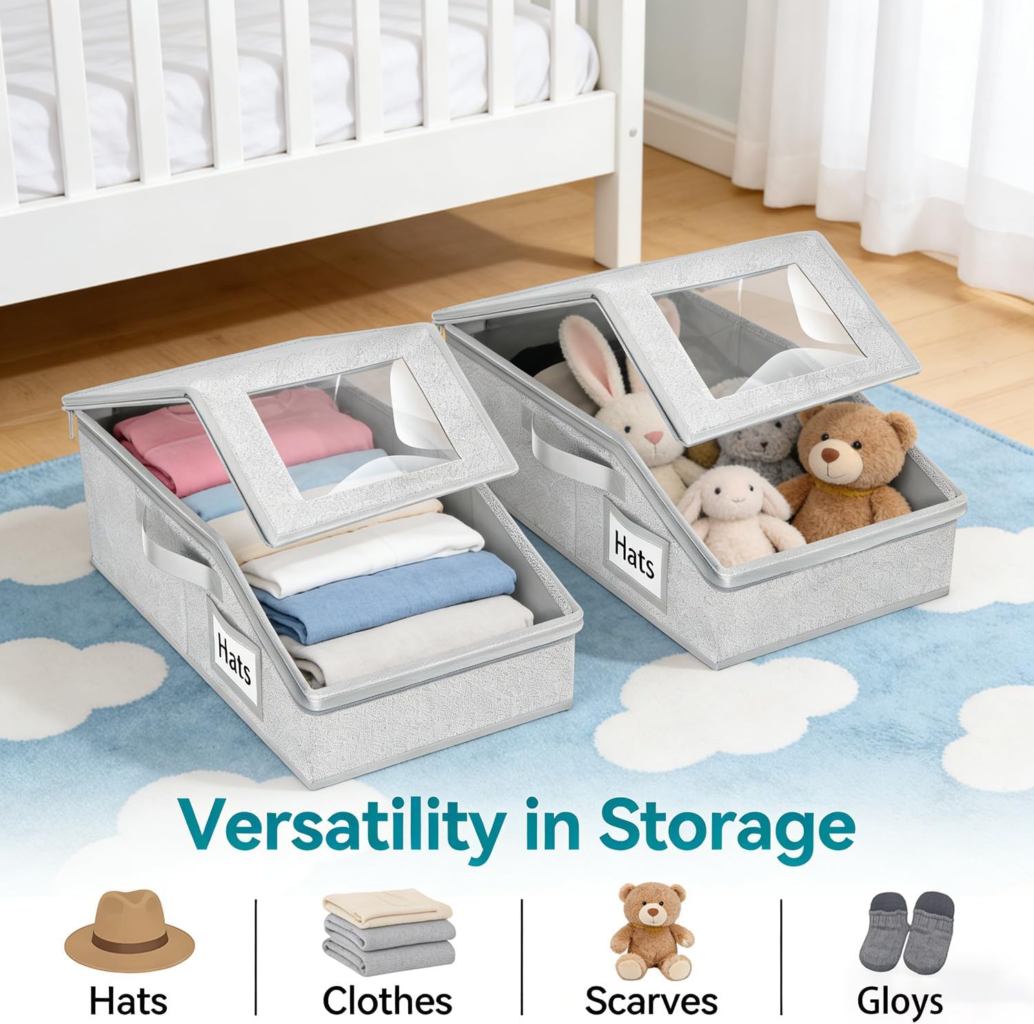 2Pcs Stackable Baseball Cap Storage Boxes
