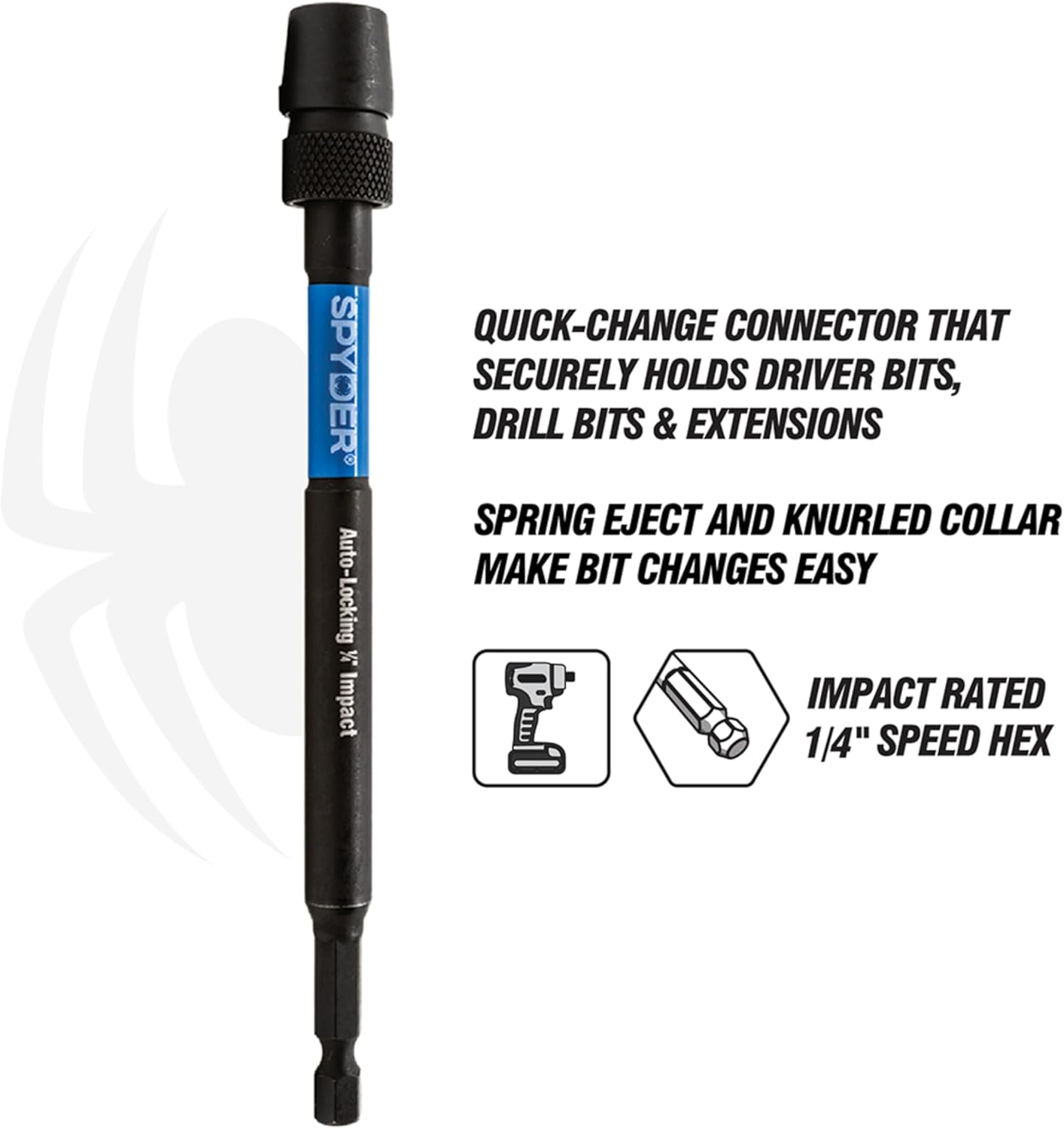 Spyder 6-inch Dual Hex8 and Hex10 Locking Hole Saw Extension Chuck