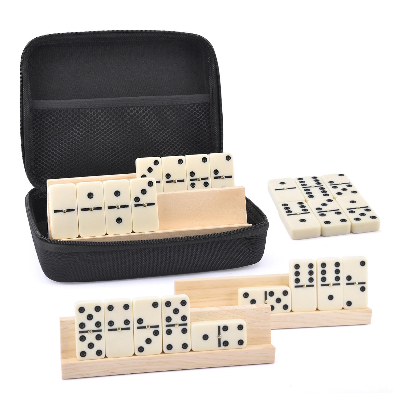 Juego de Juego de dominó Retro, Juego Completo de dominó, Juego de dominó Vintage Completo con Estuche, Juego de dominó de diseño Tradicional fácil de Transportar para Amigos de la Familia para