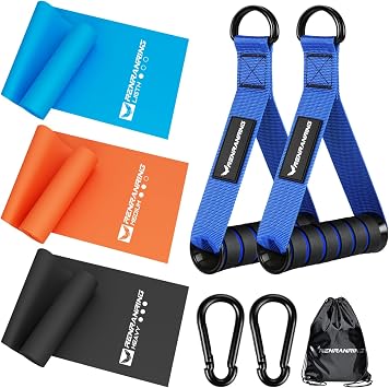 4.9ft Exercise Bands for Physical Therapy, Resistance Bands and Exercise Handles, Stretch, Recovery, Pilates, Rehab, Strength Training Equipment