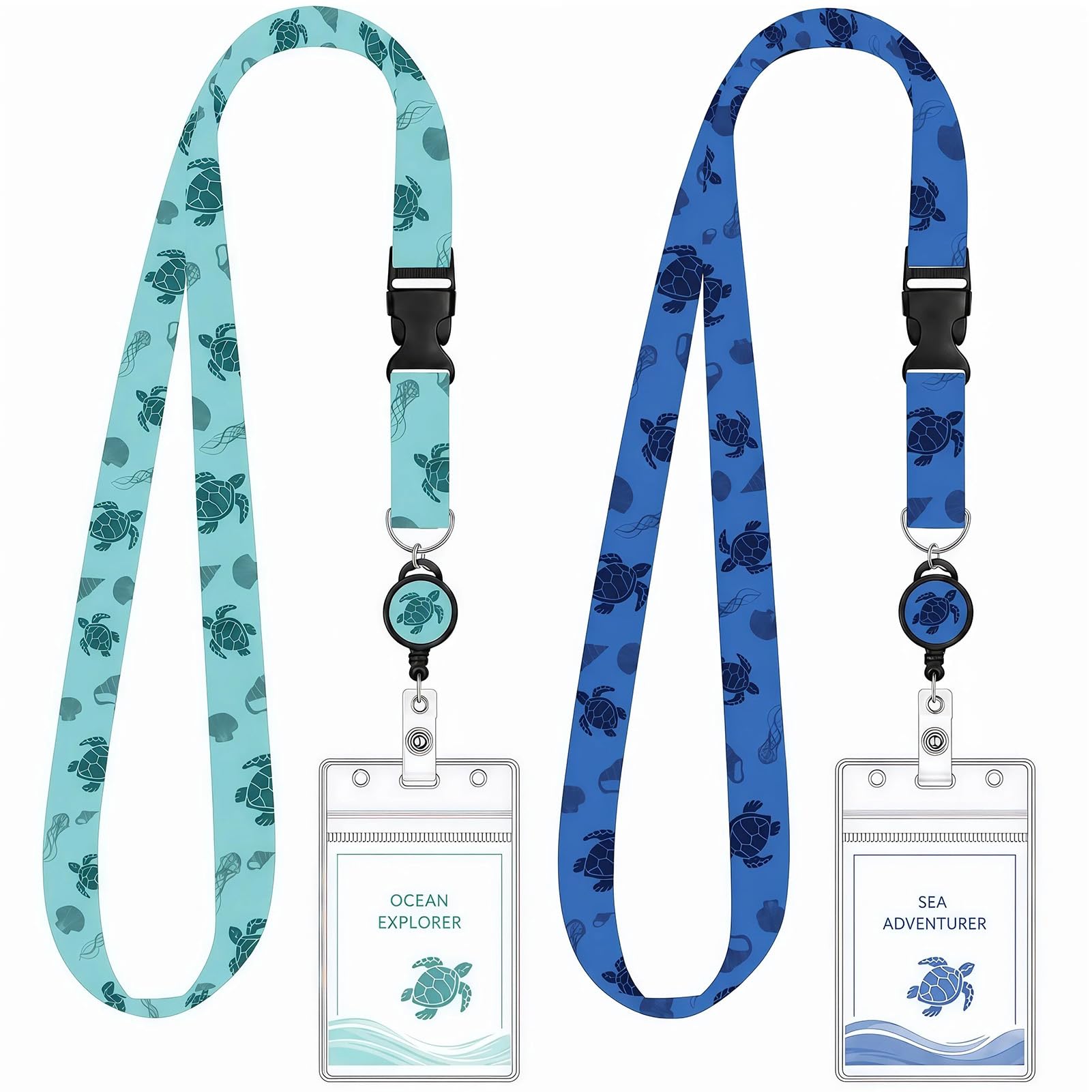 2Pcs Cruise Lanyards for P&O, Marella MSC and More with Detachable Card Holders Waterproof Clear Durable PVC Cruise Lanyard for Cards for All Cruise Ship Key Cards Accessory (Light Green+Dark Blue) — image 1