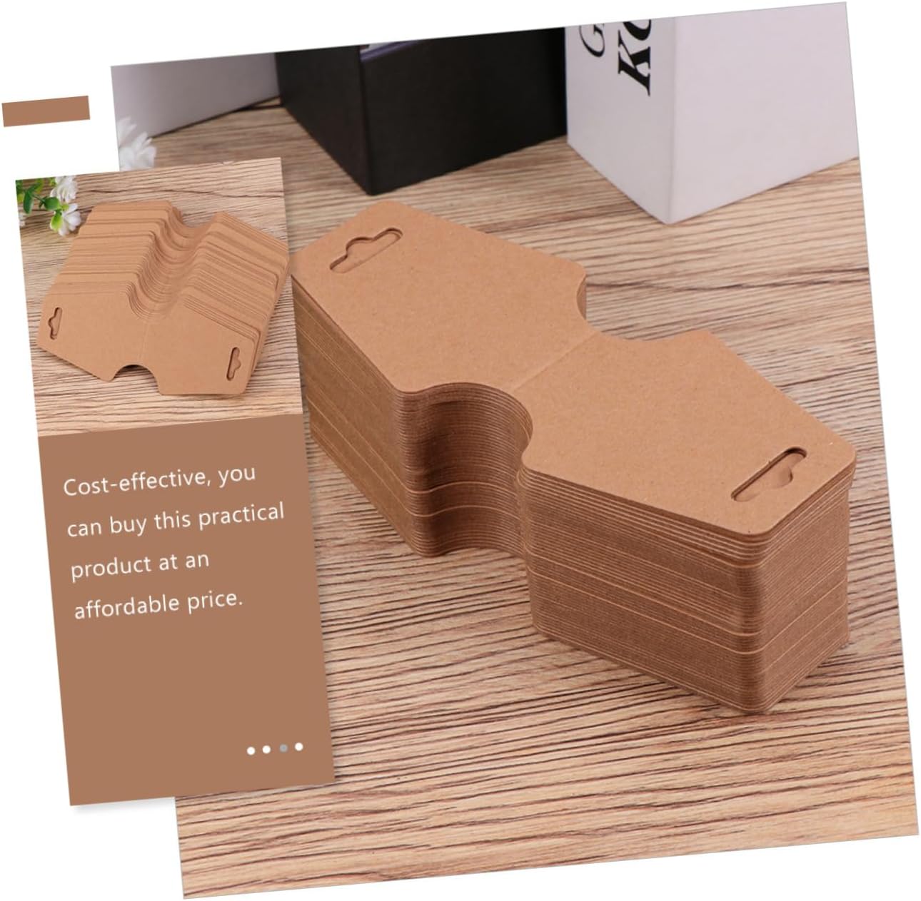 Uonlytech 500Sheets Blank Necklace Paper Cards Kraft Jewelry Display Packaging Cards with Pre-Cut for Organizing Necklaces Earrings Bracelets for Craft Shows Stores