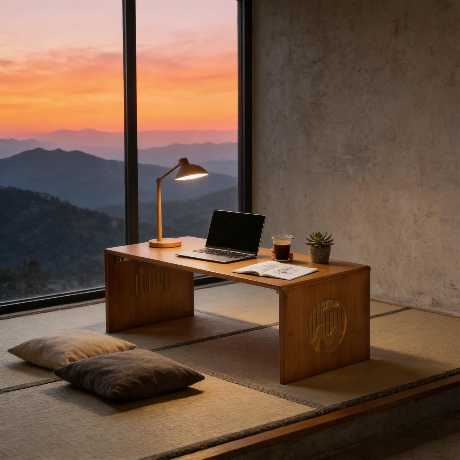 Table basse japonaise pliante bois massif salon bureau table basse