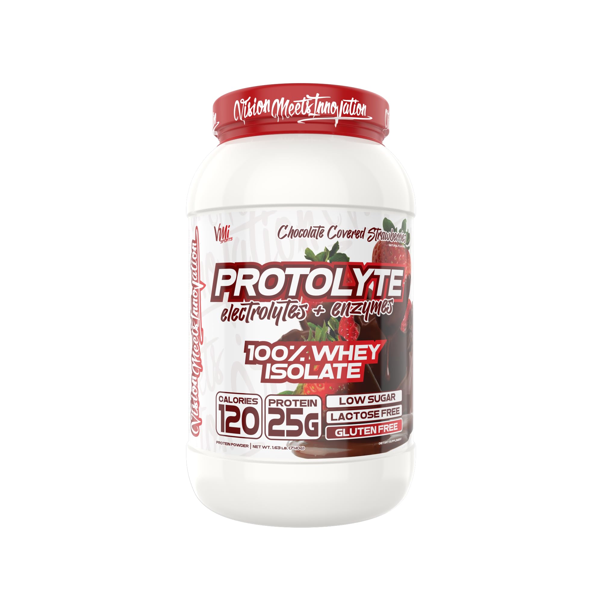 VMI Sports | ProtoLyte Whey Isolate Protein Powder | Low Calorie Whey for Weight Loss and Muscle Gain | Digestive Enzymes | Non-GMO (1.6 lb, Chocolate Covered Strawberries)