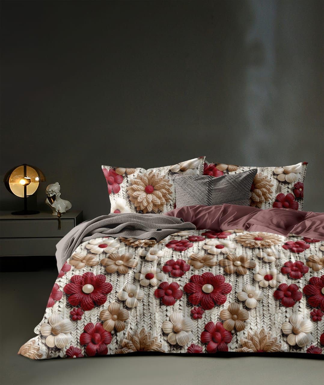 7D 1 Reversible Comforter Super King Size 108 x 108 Both Side Same Print 1 Bedsheet King Size 108X108 inch and 2 Pillow Cover 4 Pieces Bedding Set | AC Quilt | AC Dohar-Multicolor-image-44