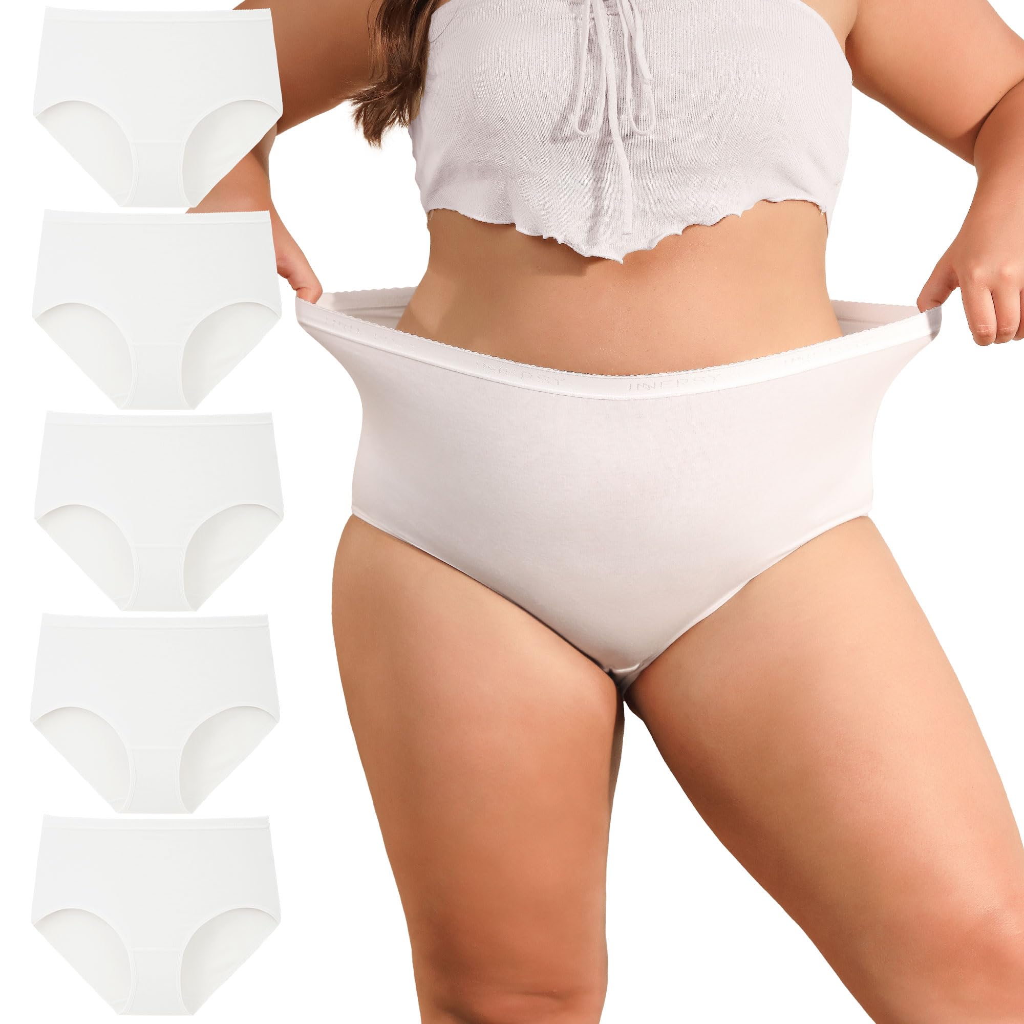 INNERSY Unterhosen Damen Große Größen Schlüpfer Baumwolle High Waist Slip Maxi Unterwäsche 5er Pack