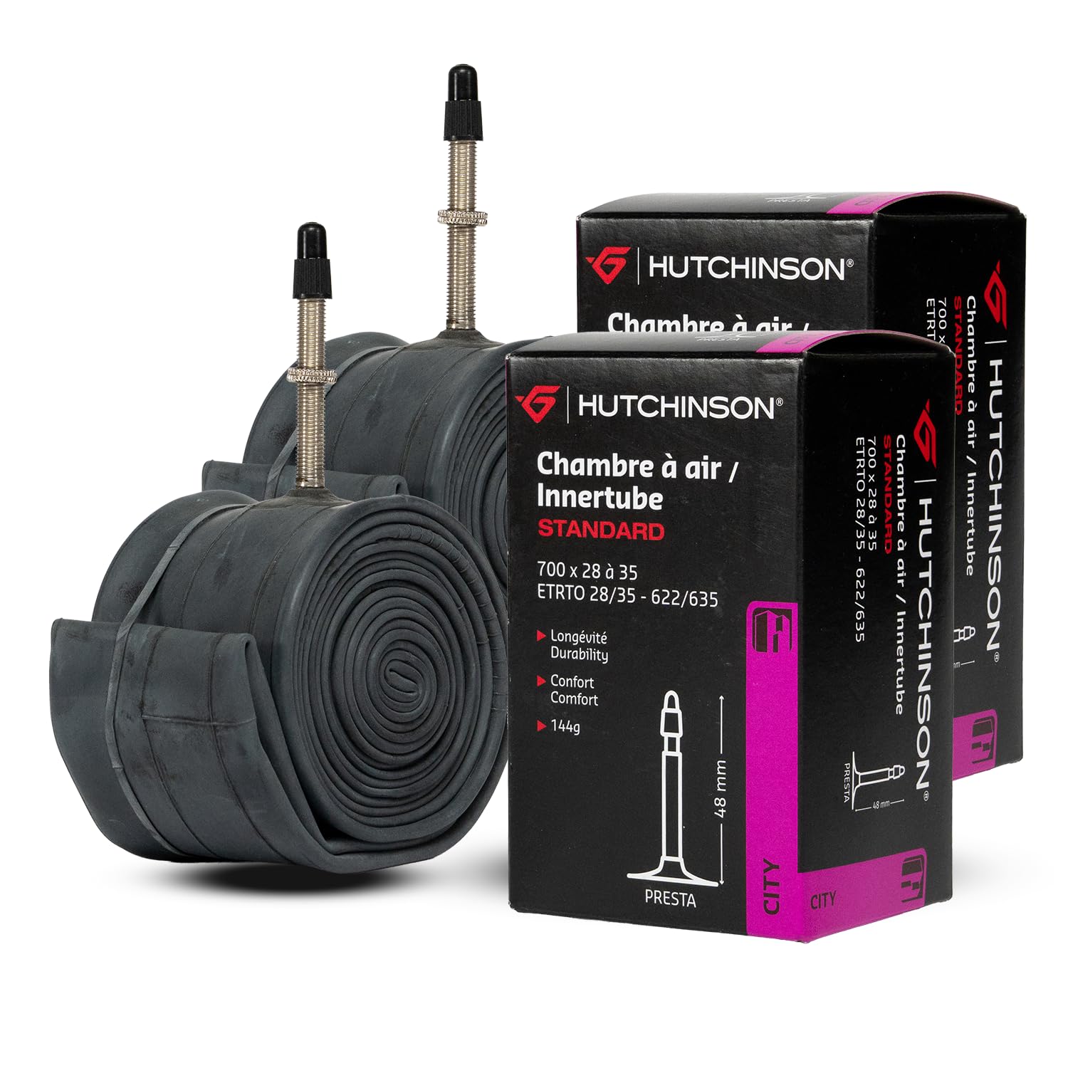 Hutchinson - Schlauch - Standard - Innertube - Strapazierfähig und pannensicher - Straßenfahrrad - Presta-Ventil - Dicke 0,9 mm
