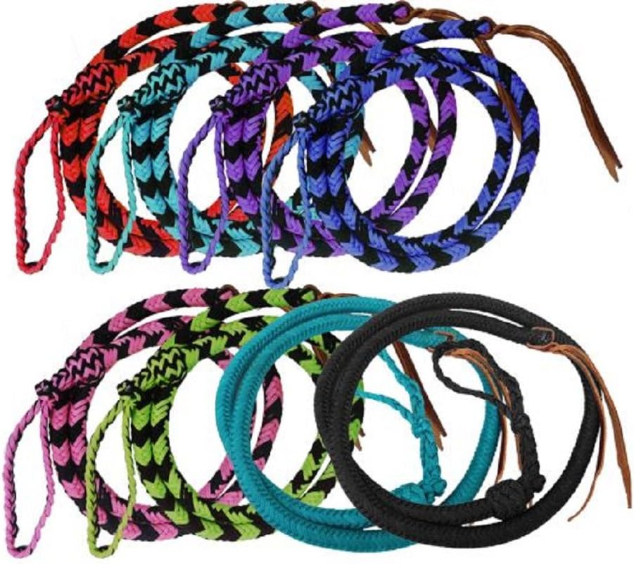 Showman ONE 4.5 Teal & Black Soft Durable Braided Nylon Over & Under Leather Poppers Adjustable