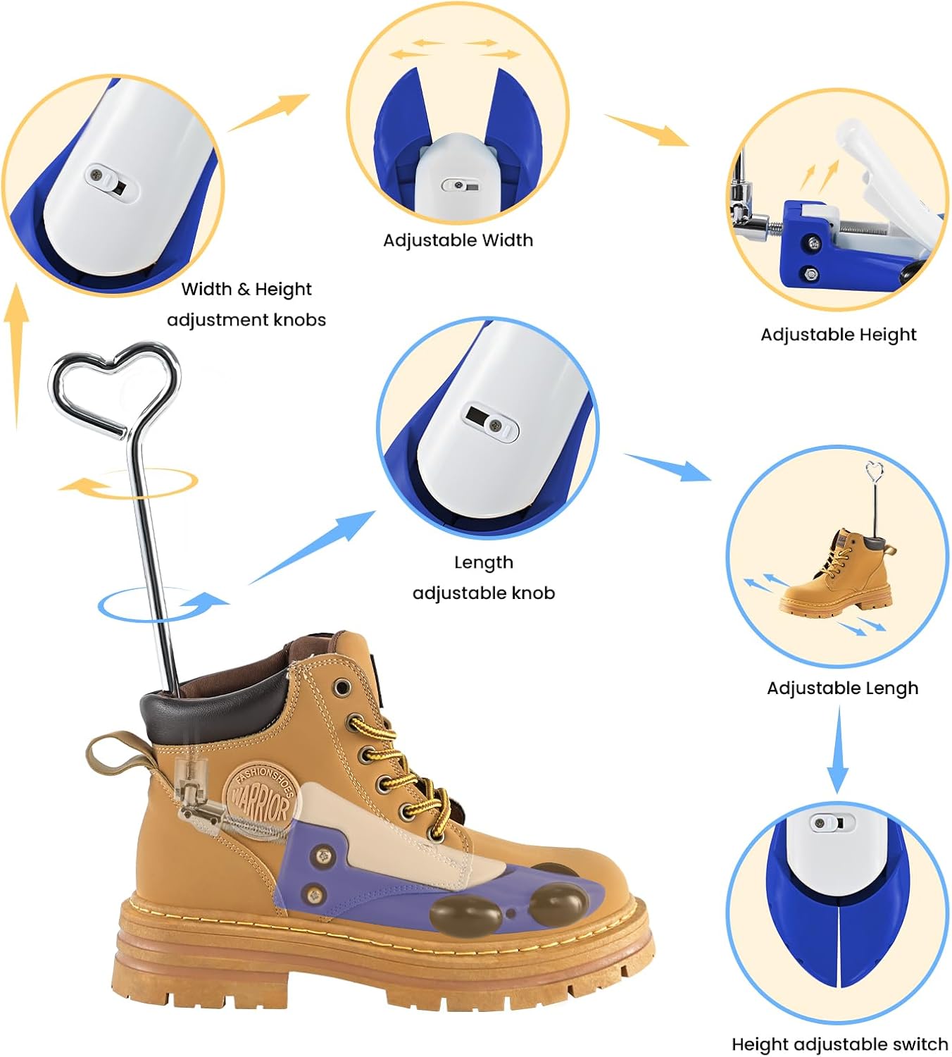 JDPARTS Boot Stretcher Women Men, Shoe Stretcher for Boots Adjustable Wide Feet, Shoe Trees Unisex for Women Men