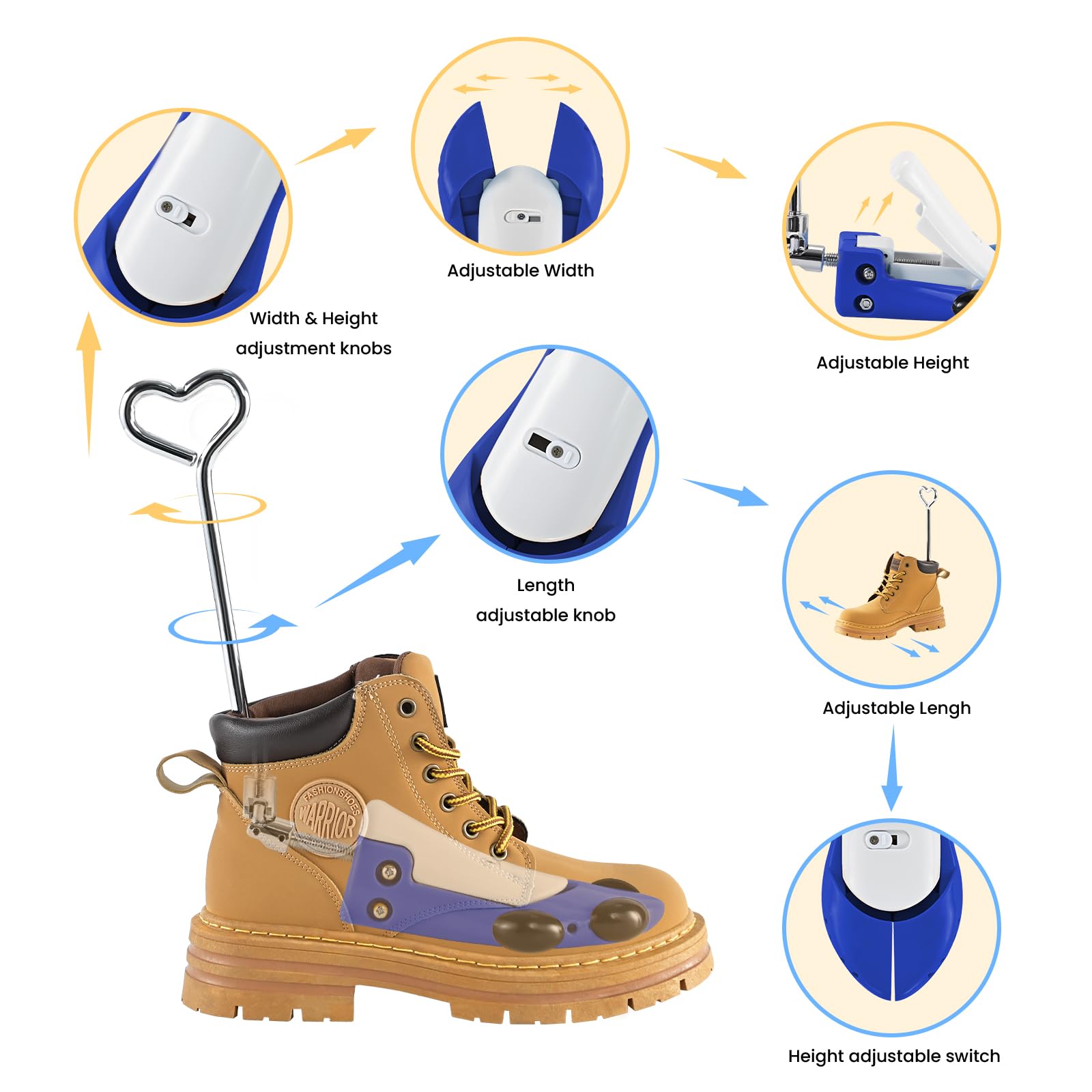 JDPARTS - Estirador de botas para mujeres y hombres, estirador de zapatos para botas ajustable de pies anchos, árboles de zapatos unisex para mujeres y hombres