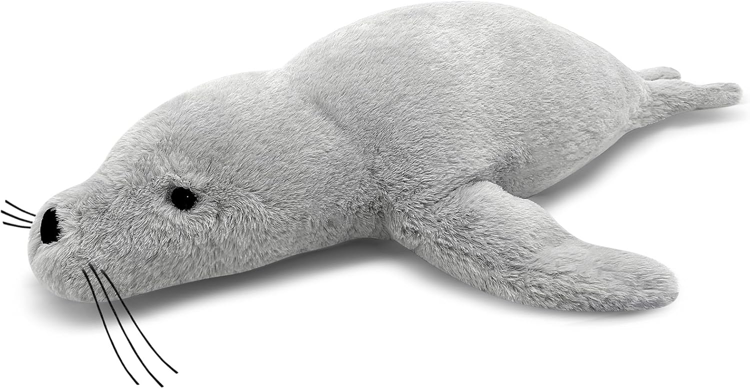 CSVBTRF Weighted Stuffed Animals, 4 lb, 23" Seal Plush Gift for Kids - Grey Hug Seal Plush Animals