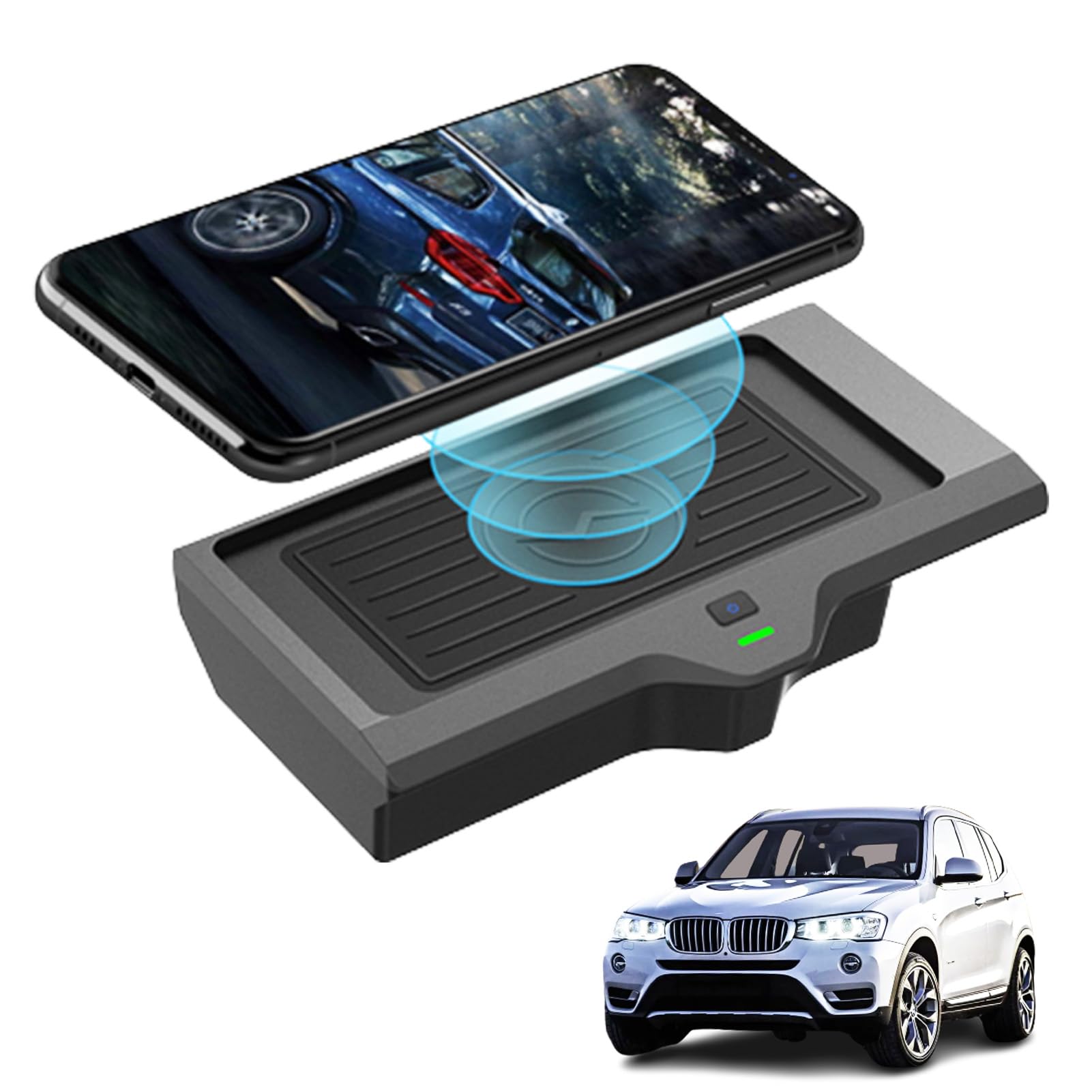 Nueva Actualización Cargador Inalámbrico para Automóvil para BMW X3/X4 (2019-2022),cojín Carga Rápido 15W,Cargador Inalámbrico Consola Central Funciona con Teléfonos Habilitados QI