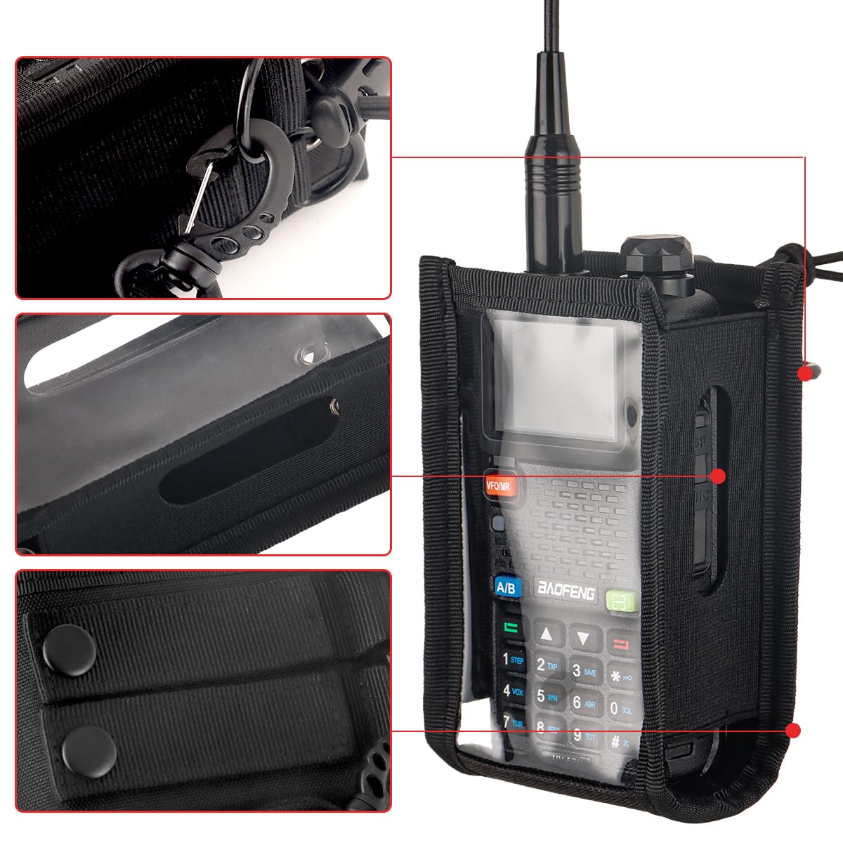 Radio Holster & Haltegurt – Für Baofeng, Kenwood, Motorola Funkgeräte, 4-tlg. Set