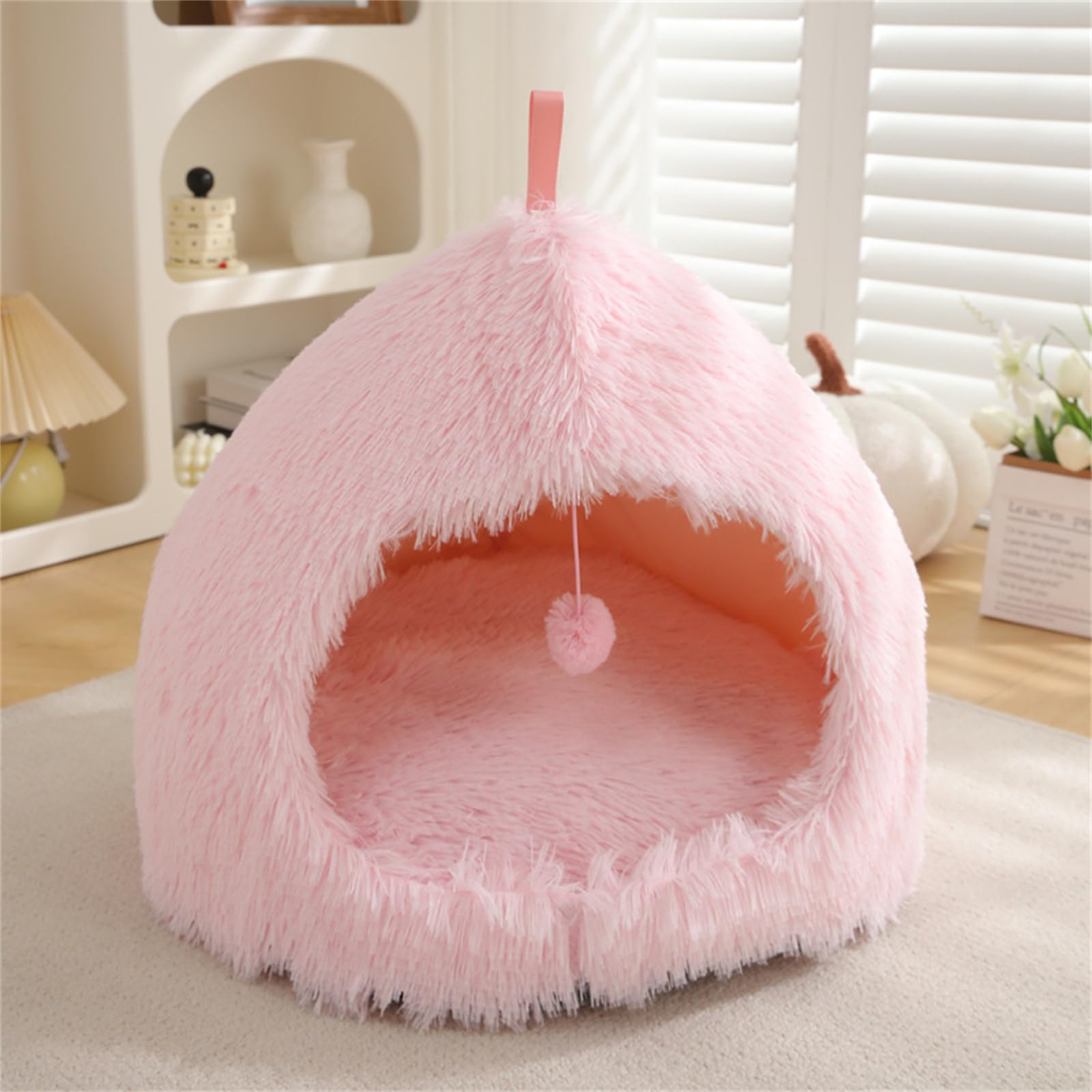 Xuancai Gatti Cave House Peloso Lungo Peluche Staccabile Cuscini In Cotone Per Vari Cani di Piccola Taglia Cane Inverno Riposo Sonno Habitat Peluche Letto