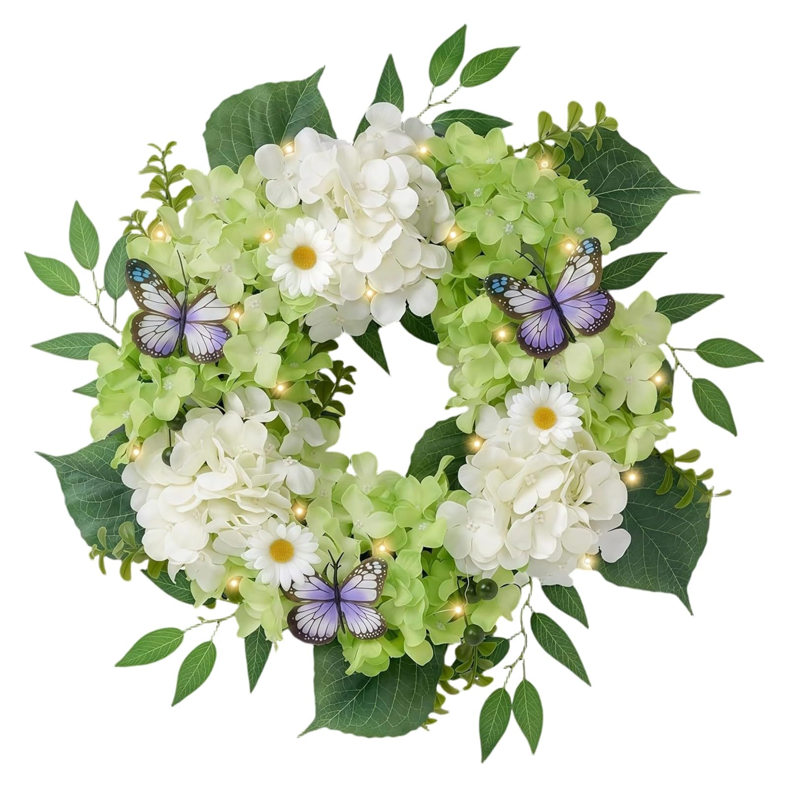 Aqvjd Artificial Flower with Leaves Realistic Flower Wreath Wedding Decoration for Front Door Window Farmhouses Hanging Wreath