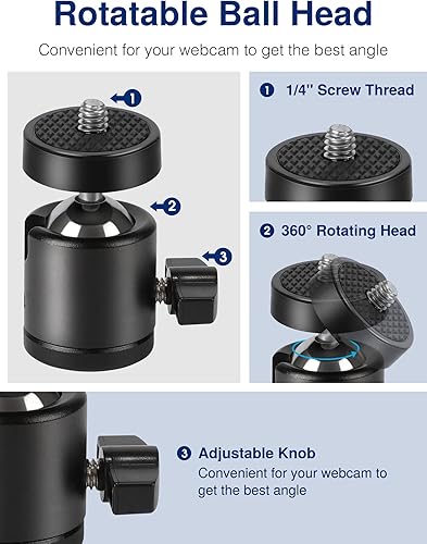 Miniatura 6 de Puroma Soporte de cámara web Soporte de montaje de cuello de ganso Soporte de escritorio mejorado para cámara web Logitech C922 C930e C920S C920