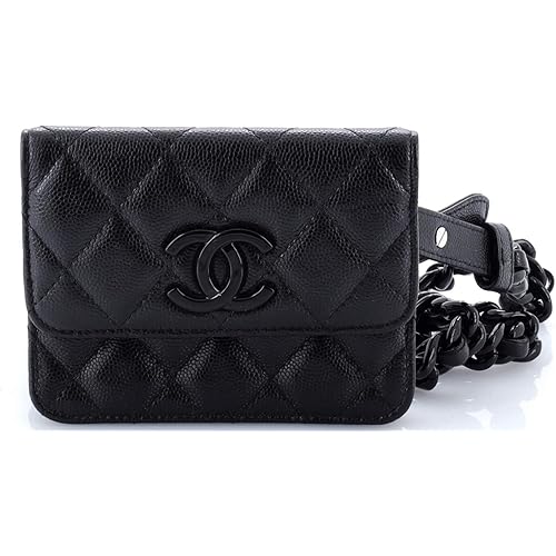 Chanel, Pre-Loved My Everything Flap Card Holder Belt Bag Quilted Caviar, Black