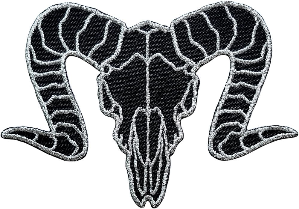 Amazon.com: Pinsanity Black Goat Skull Iron-On Embroidered Patch