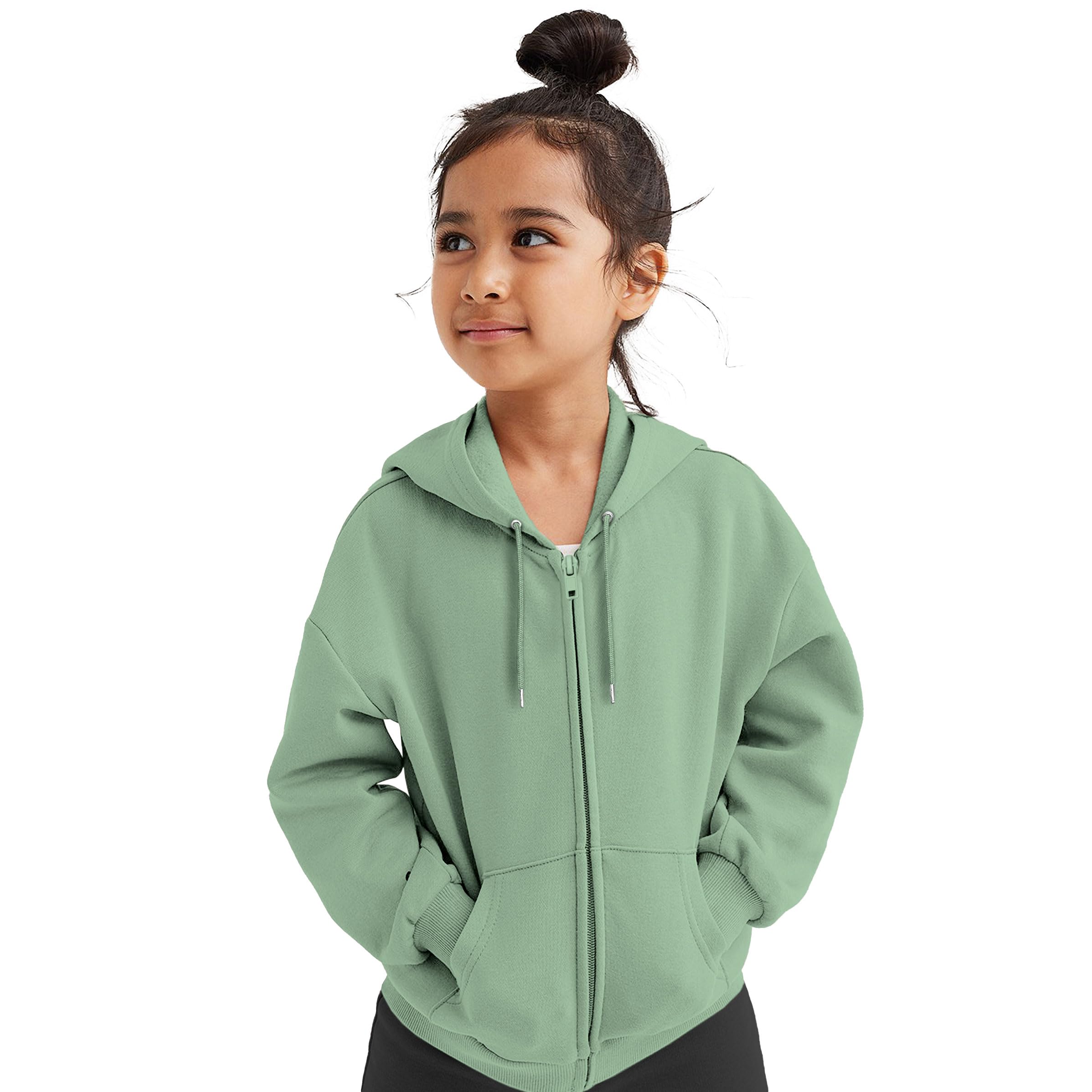 FUNKY MONKEYKids Hooded Sweatshirt for Girls Soft Brushed Fleece Zip-Up Hoodies