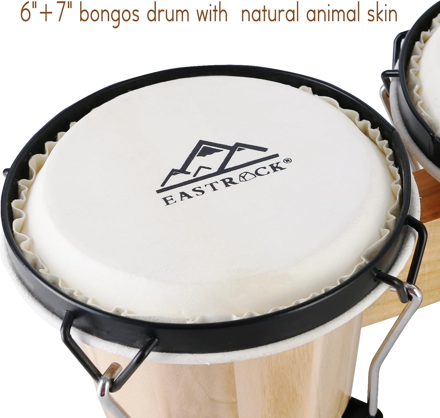 EastRock Bongo Drum 6” and 7” Set for Adults Beginners Professionals Tunable Wood and Metal Drum Percussion Instruments with Bag and Tuning Wrench