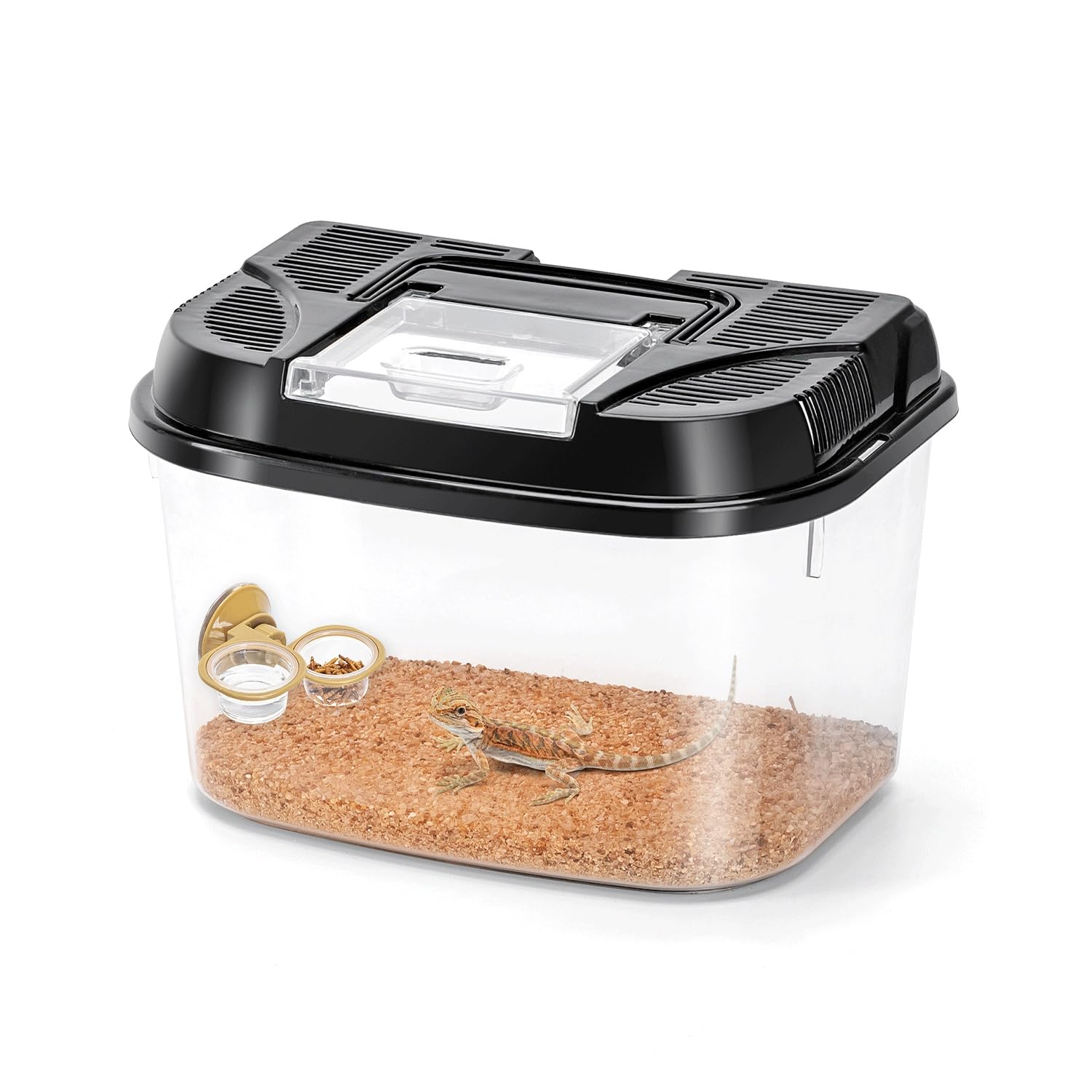 Hanging Plastic Feeder with Double Bowl, Ideal for Food and Water, Pets Indoor and Outdoor.