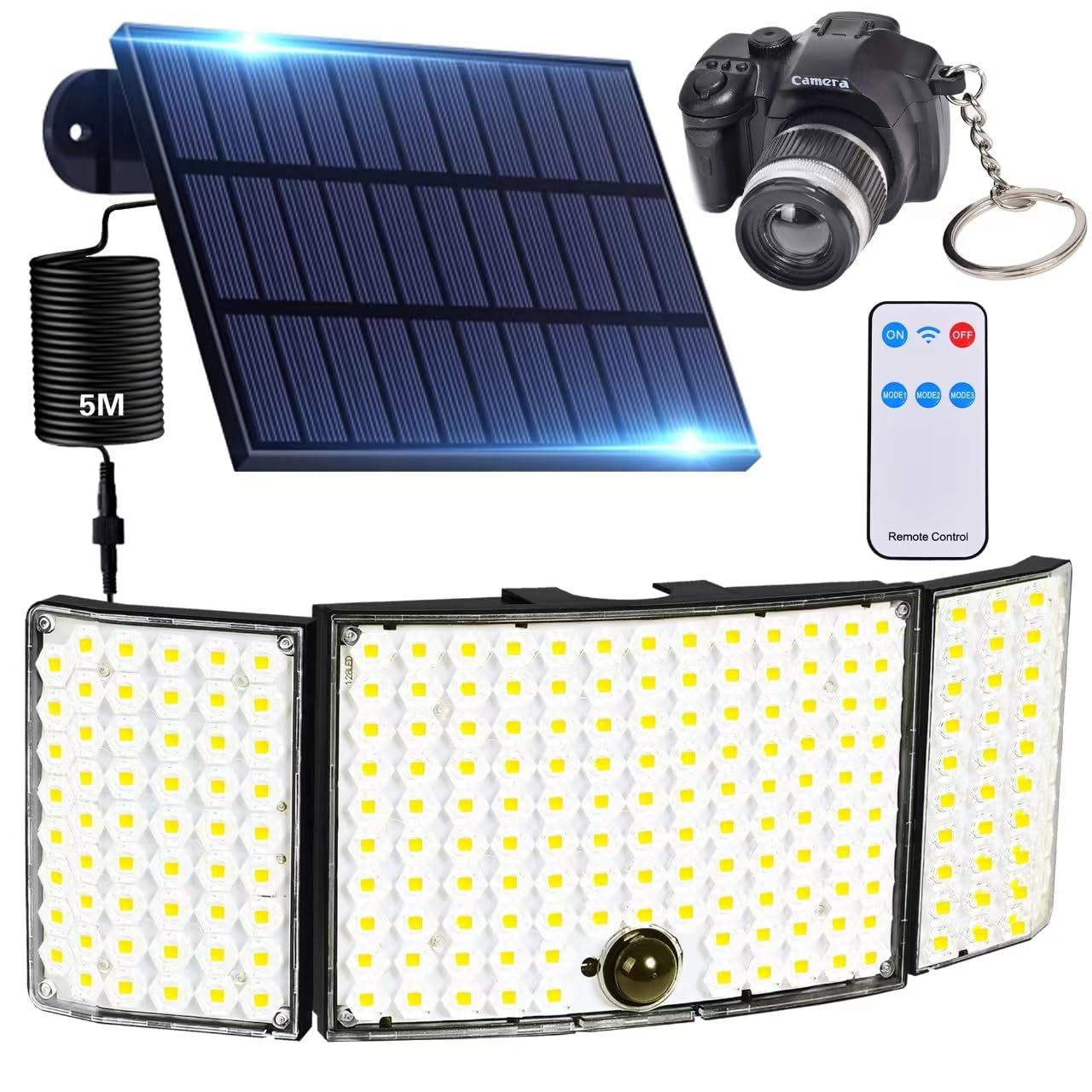 Zewnętrzny reflektor solarny lampa punktowa lampa punktowa oświetlenie zewnętrzne czujnik ruchu potężna oprawa LED Ogród zewnętrzny Bezpieczeństwo halogenowe