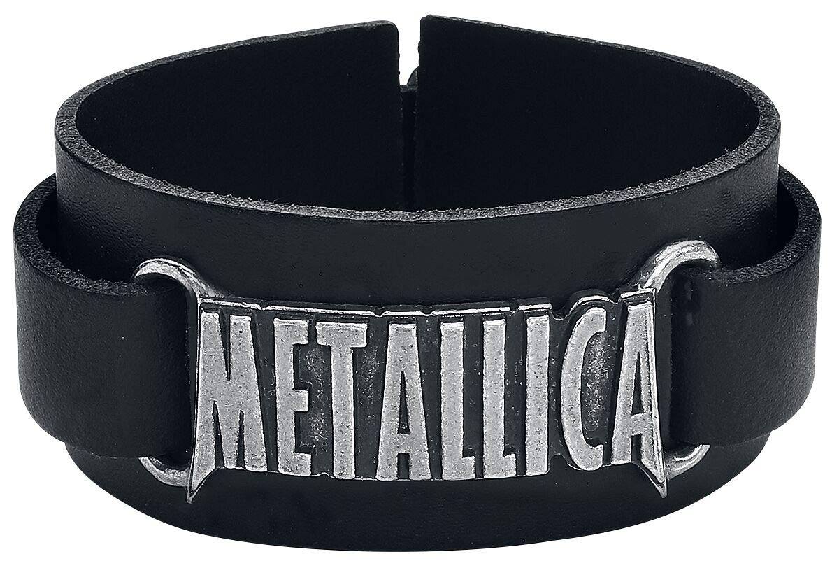 Metallica Logo Lederarmband schwarz
