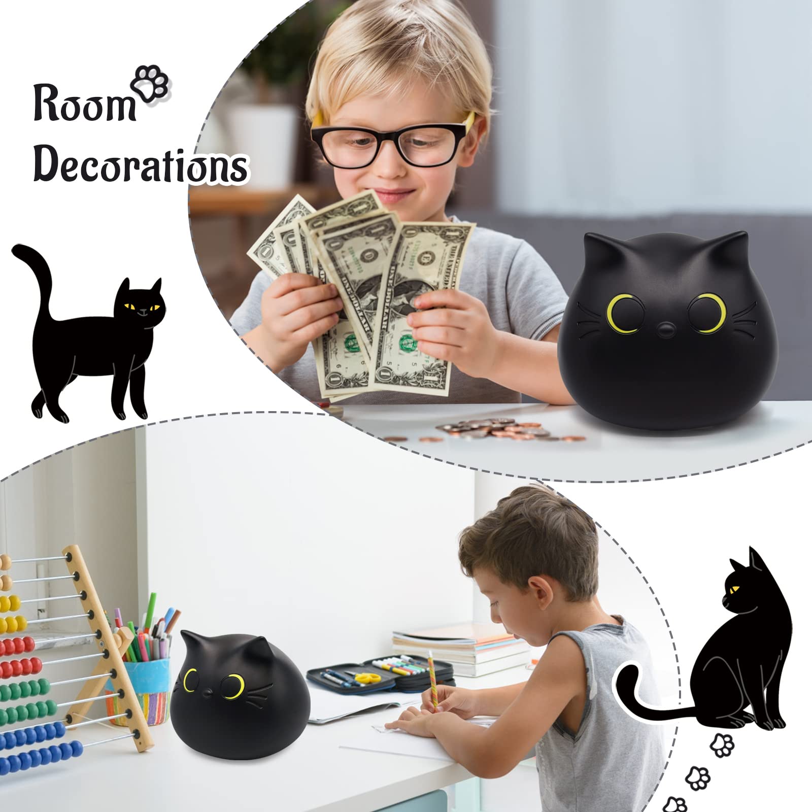 Amazon.co.jp: NIGOWAYS 貯金箱 - 黒猫の貯金箱 壊れない貯金箱