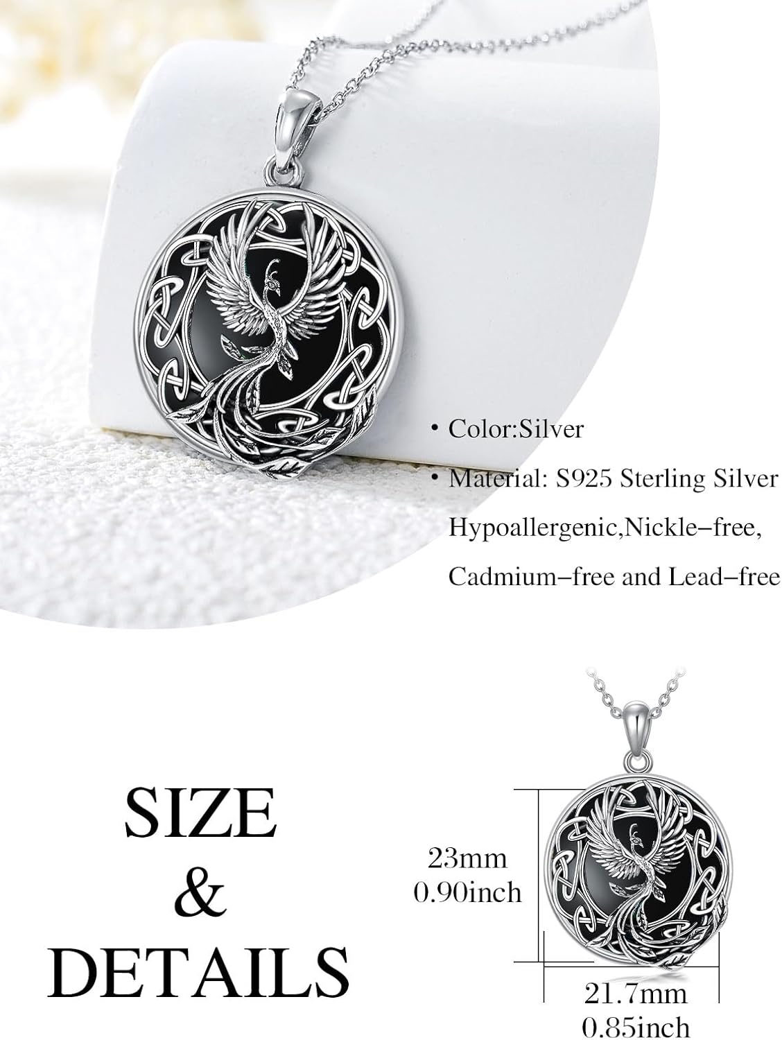 Phoenix Necklace Phoenix Jewelry for Women S925 Sterling Silver Celtic Phoenix Rising Phoenix necklace for Women - Image 5