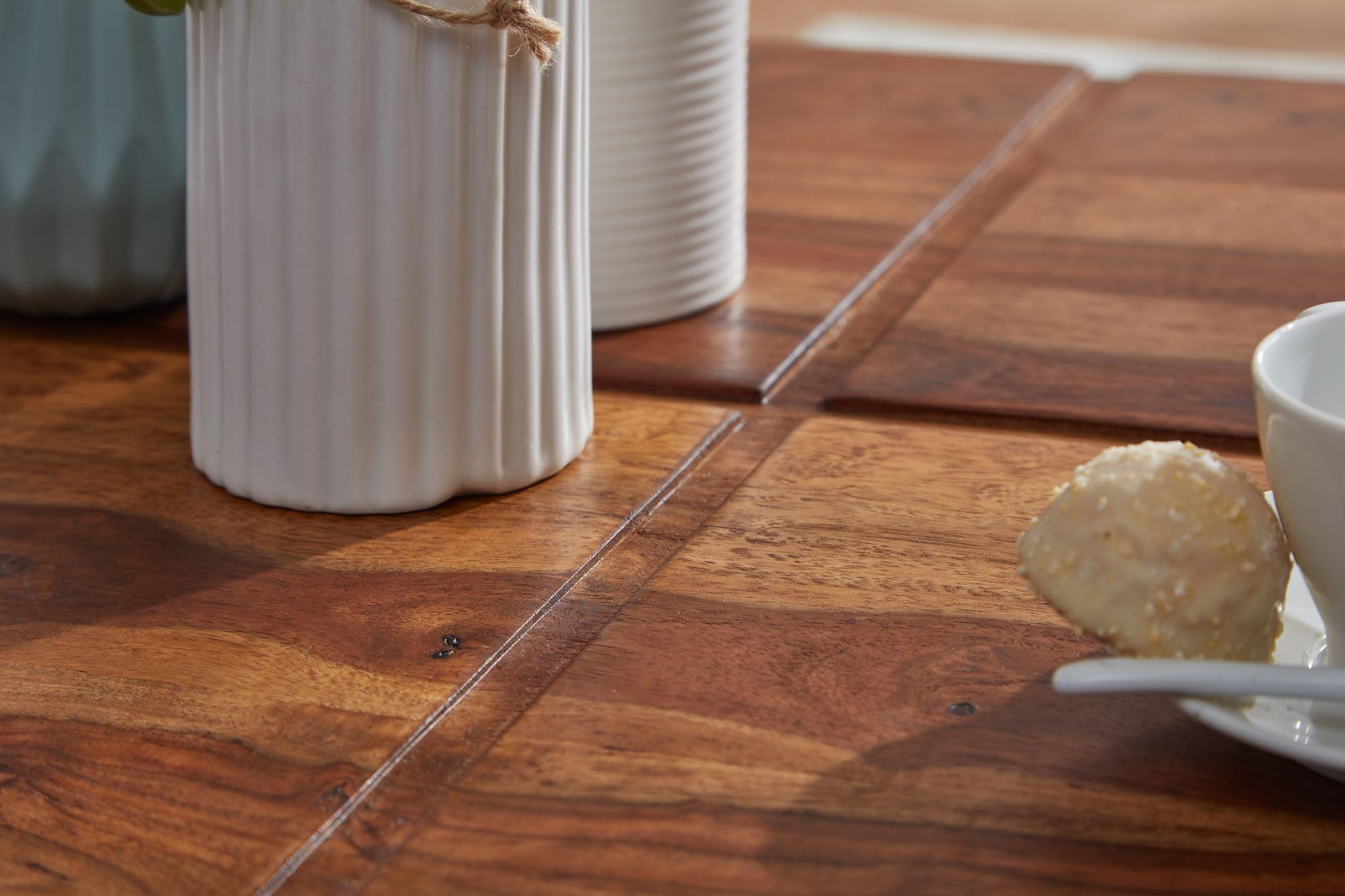 FineBuy Tavolino 57,5x57,5x30 cm Legno Massello di Sheesham Quadrato