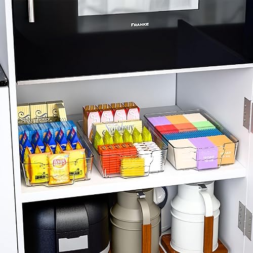 Miniatura 4 de Yieach Paquete de 6 organizadores de despensa y contenedores de almacenamiento, organizador de aperitivos de gran capacidad para estante de