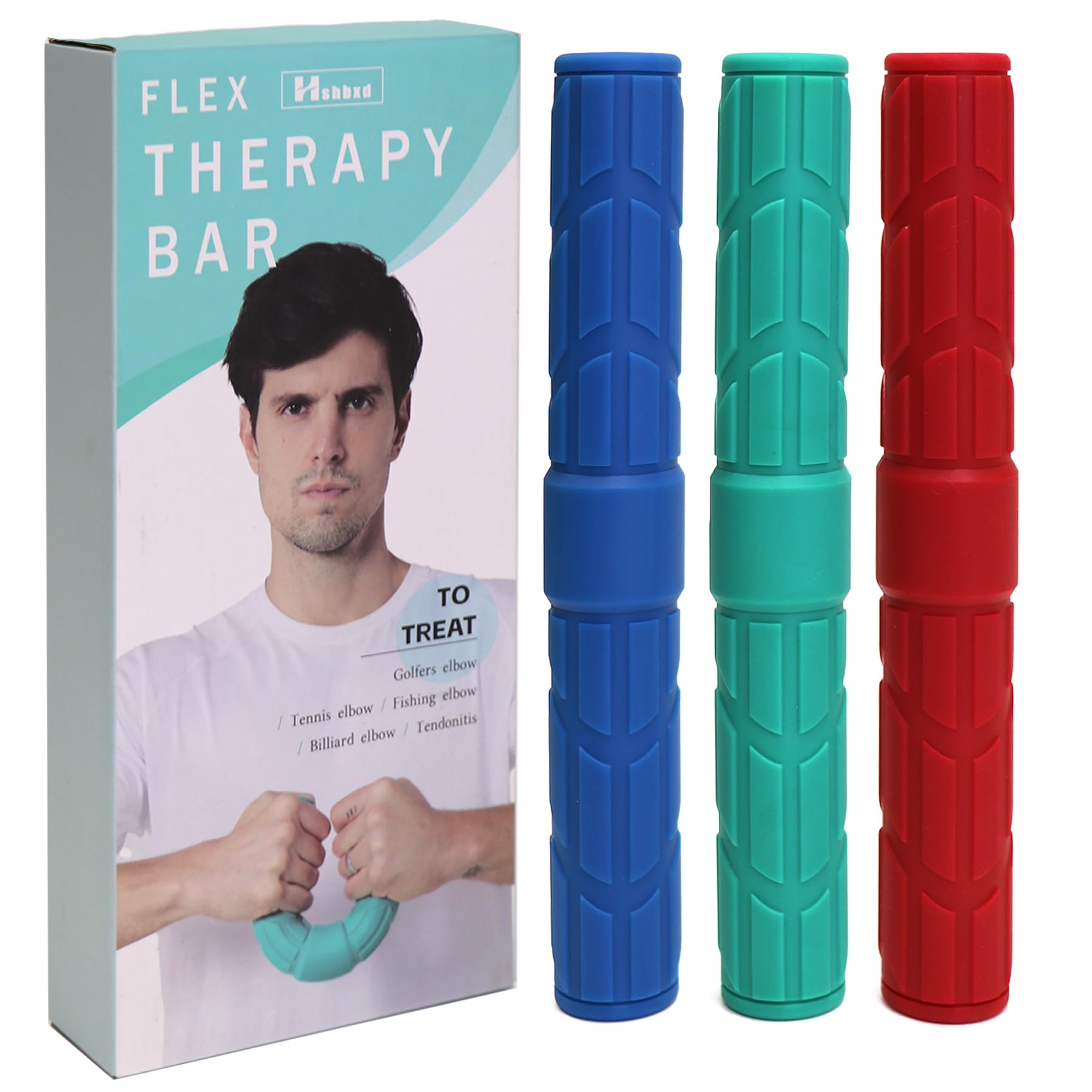 3Pcs Flex Therapy Bar for Physical Therapy, Resistance Bar Relieves Tendonitis Pain,Hand Therapy Bar for Tennis Elbow, Golfer's Elbow, Wrist, Forearms Pain Relief