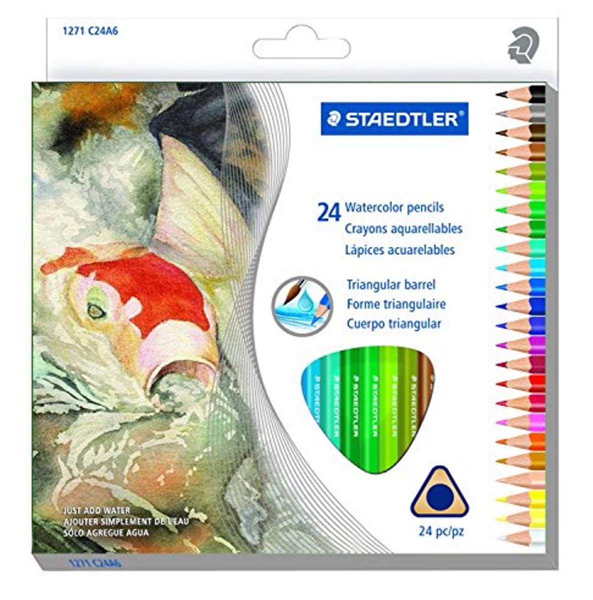 STAEDTLER Matite ad acquerello preaffilate, set di arte ergonomico, confezione da 12 matite colorate triangolari