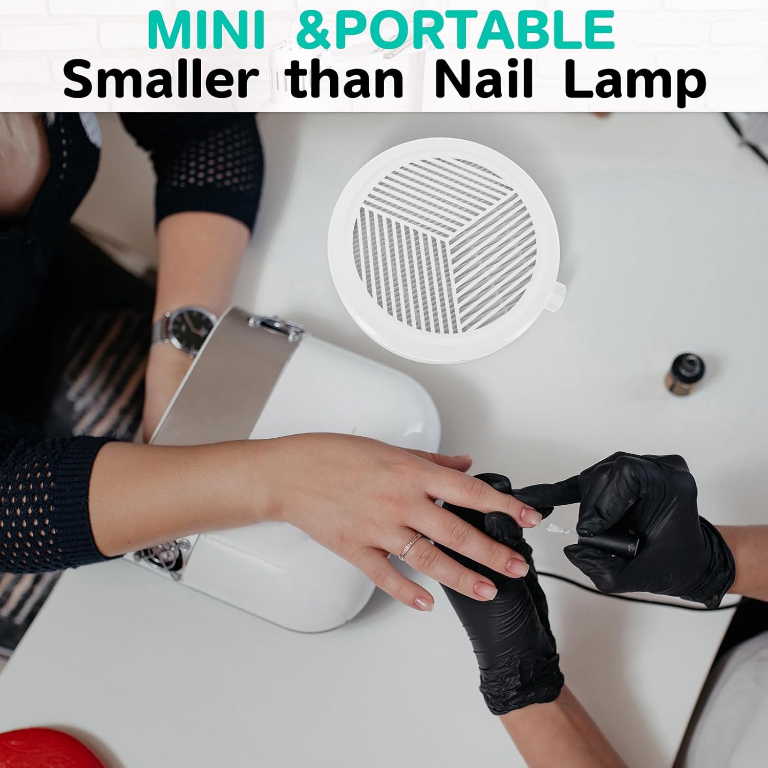 AONOLOVO Nail Dust Collector, Compact Dust Collector Nail Tech Vacuum Fan Dust Extractor for Beginners Home Manicures, White