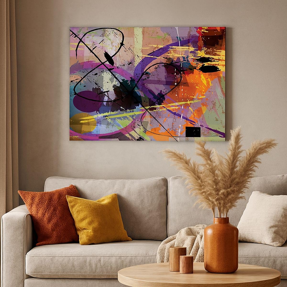 Leinwandbild 100x70cm Wandbild Abstrakt Kunst - 3895 | Abstraktion Modern Groß Wanddekoration Wohnzimmer Schlafzimmer Küche Wanddeko Wand Kunstdruck Wandkunst Wall Decor ARTTOR