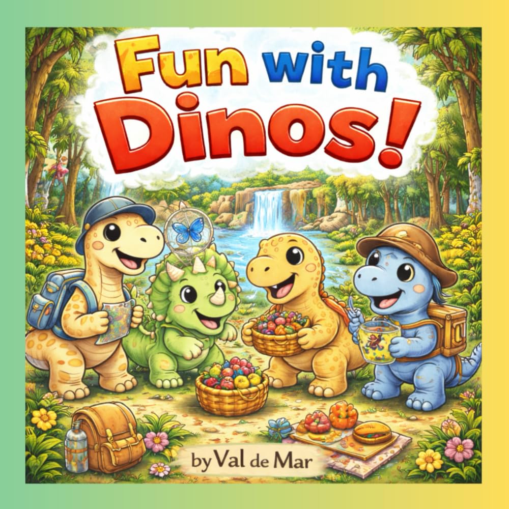 Fun With Dinos! Dinosaur Coloring Book for Kids Ages 3–8: Cute and Easy Dinosaur Coloring Pages for Toddlers and Kids – Fun Dino Coloring Book