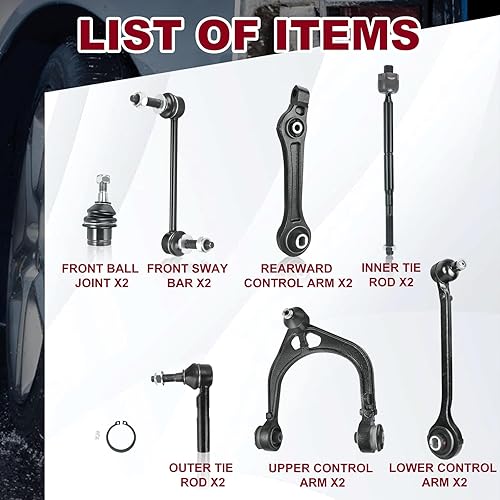 Miniatura 4 de Kits de suspensión de 14 piezas, brazo de control y rótula compatible con Chrysler 300 2005-2010 Dodge Challenger 2008-2010 Dodge Charger